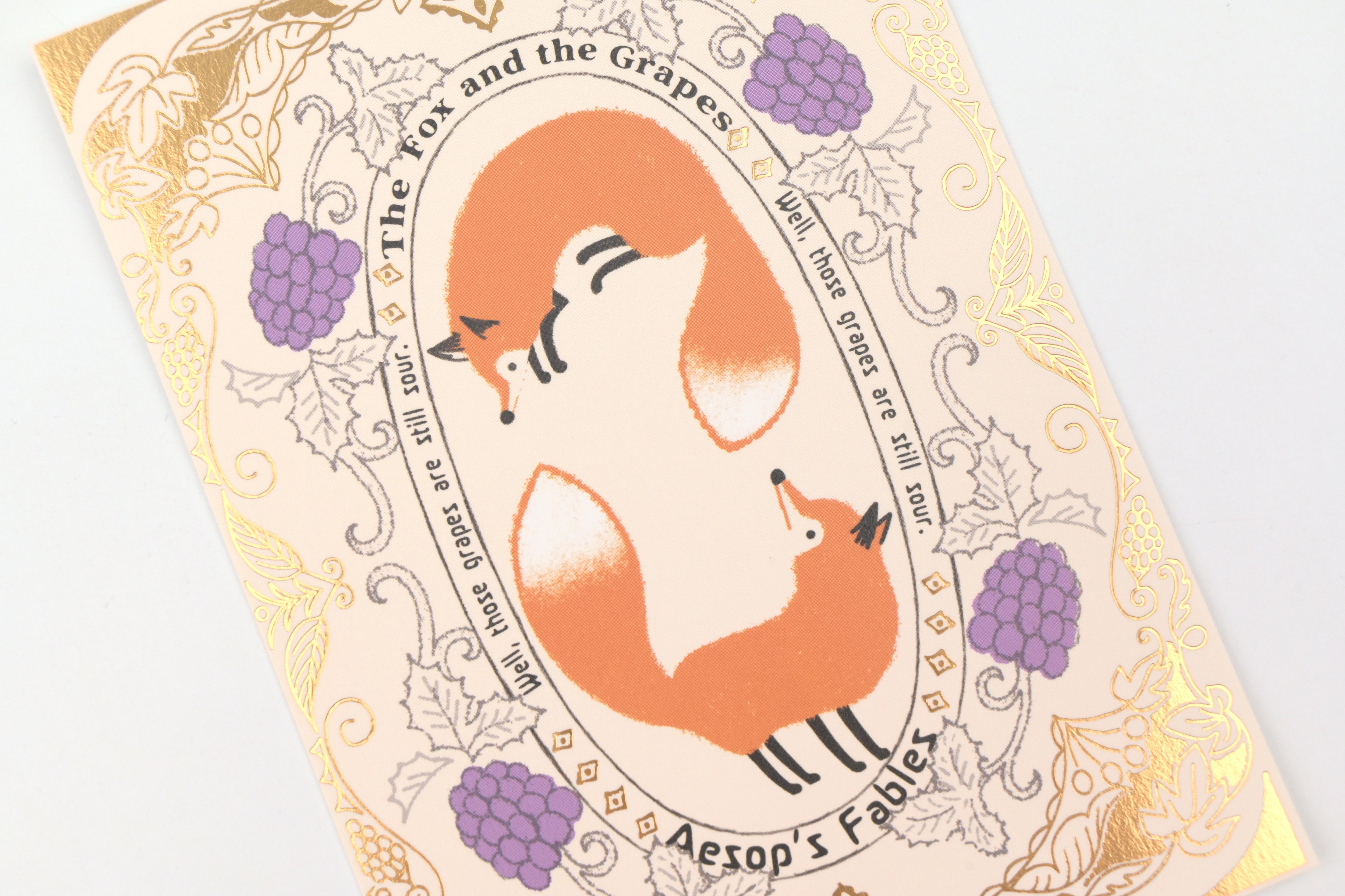 SEAL-DO Foil-stamped Postcard - Fairytale Jewel - The Fox and the Grapes