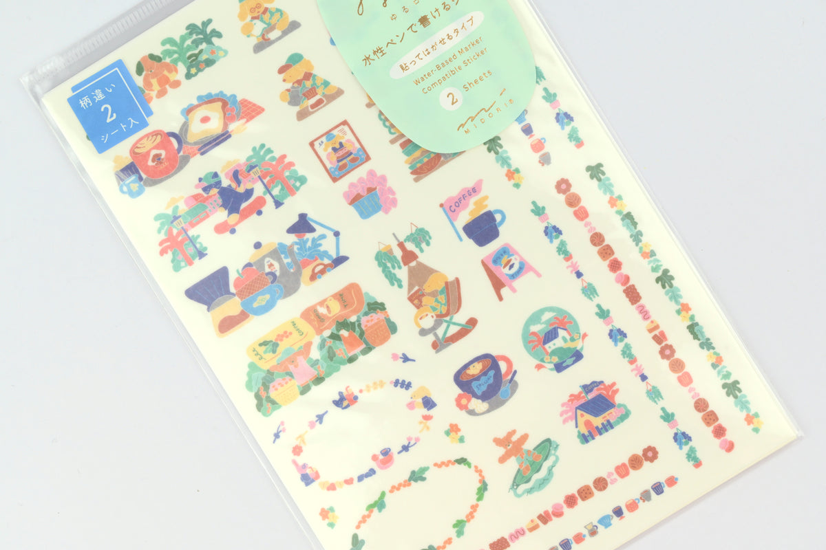 Yuru Log 2 Sheets Sticker - Coffee Shop