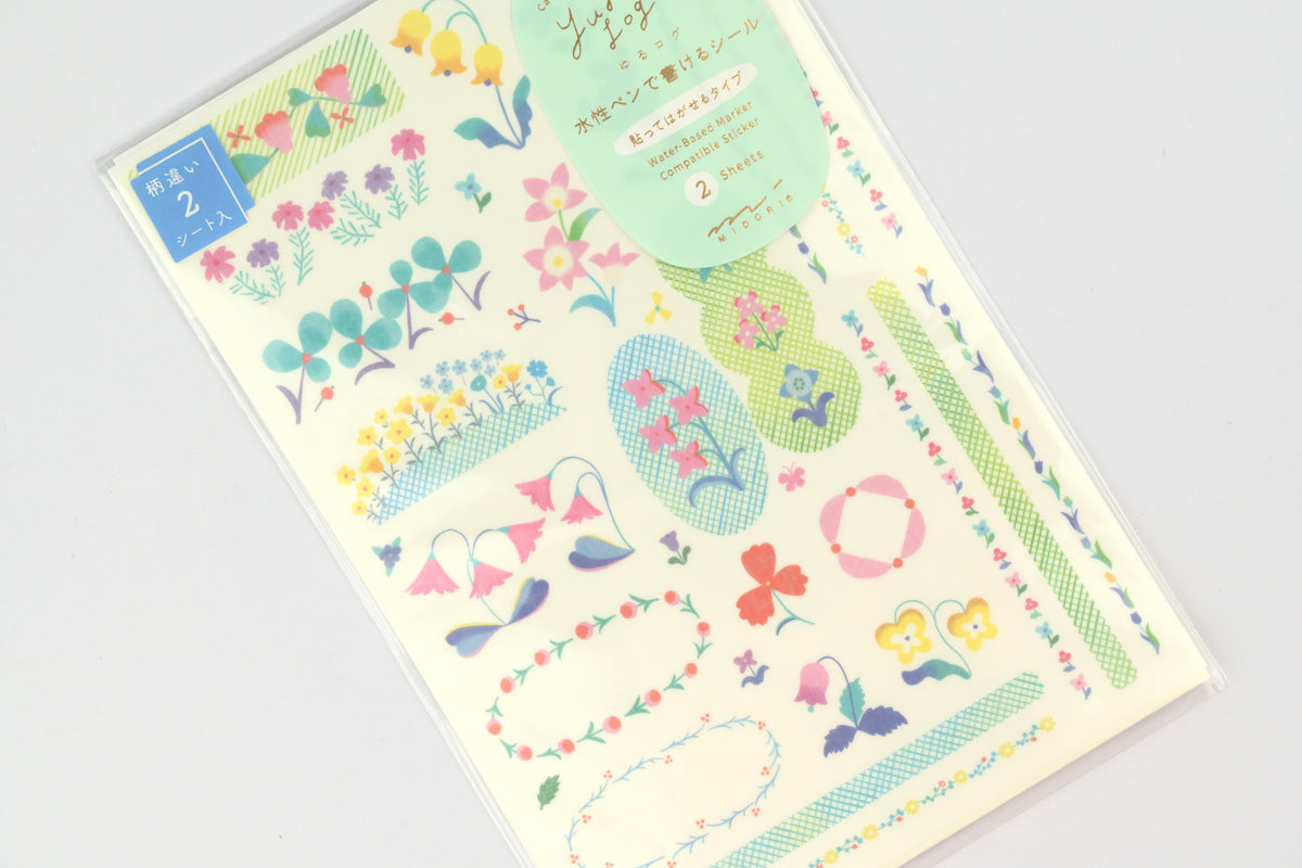 Yuru Log 2 Sheets Sticker - Flowers