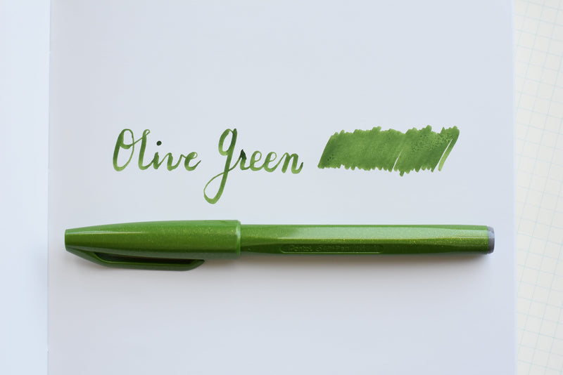 Pentel Arts Brush Tip Sign Pen - Olive Green