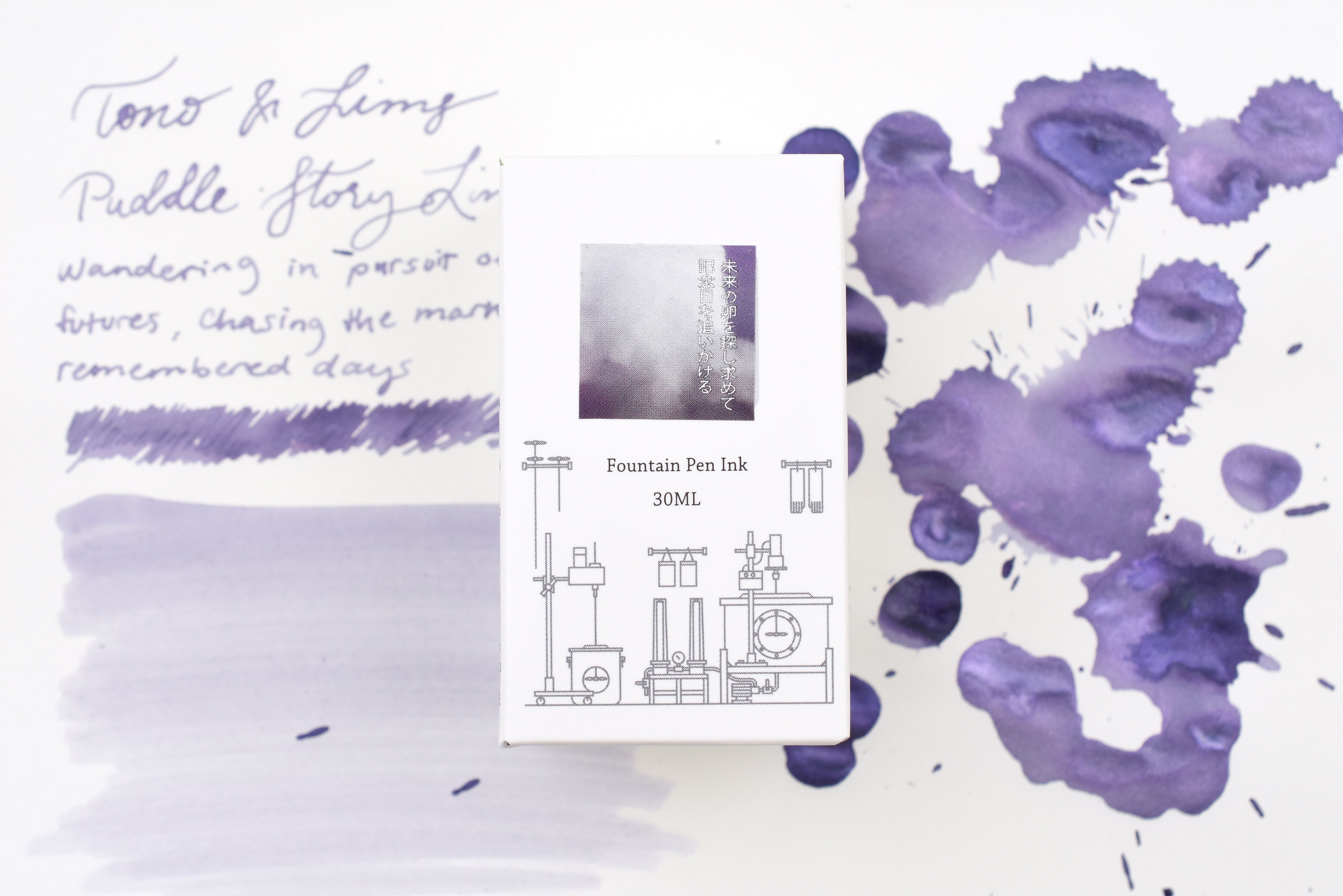 Tono & Lims Ink Bottle - Puddle Story Line - Wandering in pursuit of unborn futures, Chasing the marks of remembered days - 30ml