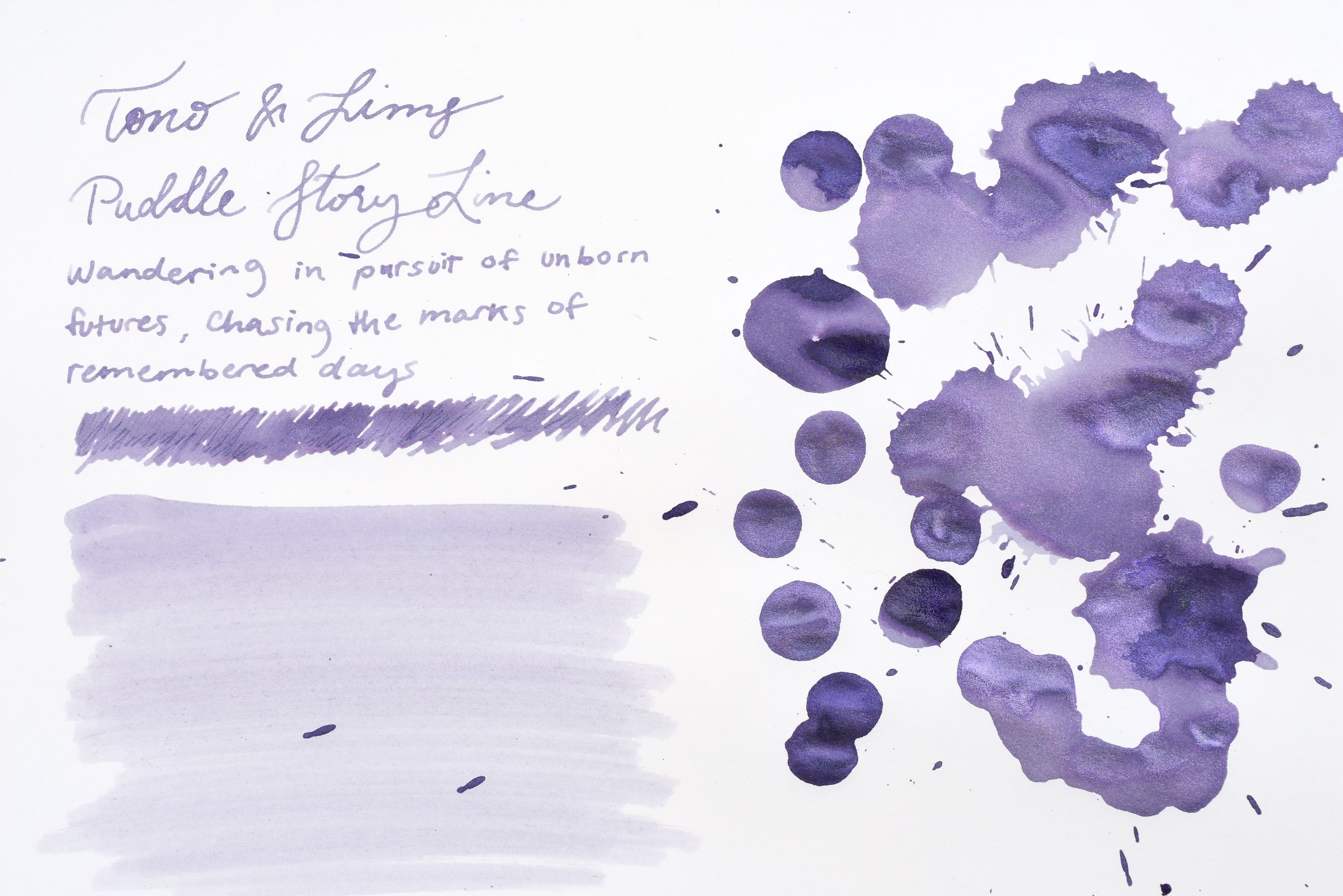 Tono & Lims Ink Bottle - Puddle Story Line - Wandering in pursuit of unborn futures, Chasing the marks of remembered days - 30ml