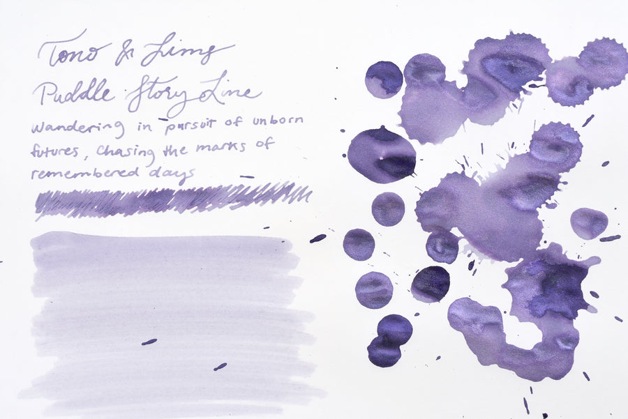 Tono & Lims Ink Bottle - Puddle Story Line - Wandering in pursuit of unborn futures, Chasing the marks of remembered days - 30ml