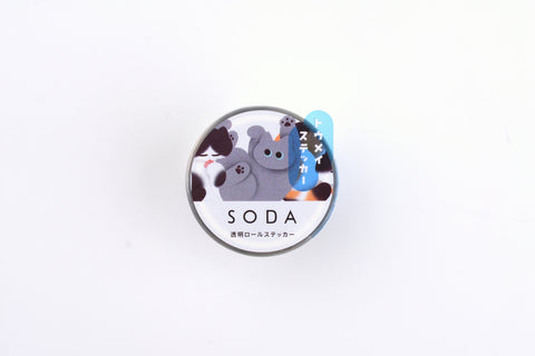 SODA Transparent Masking Tape - Stickers Roll - 30mm - Rolling Cat