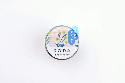 SODA Transparent Masking Tape - Stickers Roll - 30mm - Wildflower