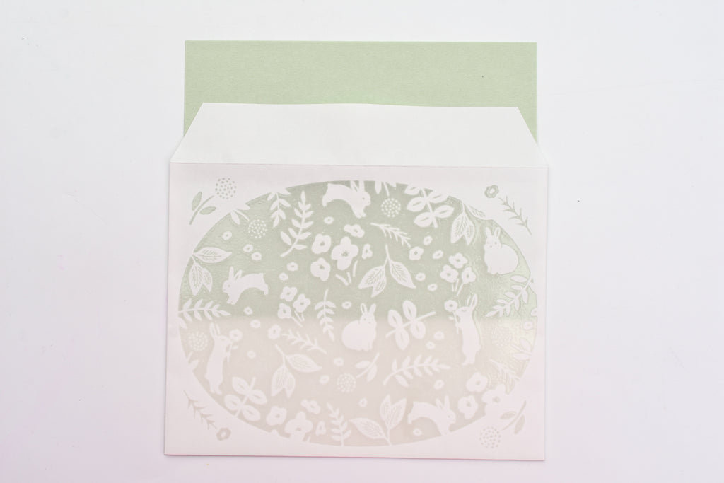 Set Di Stationery Midori - Carta Lettera Motivo Hisama | Buste Verdi Incluse | Per Appunti E Messaggi Brevi - Foto 11