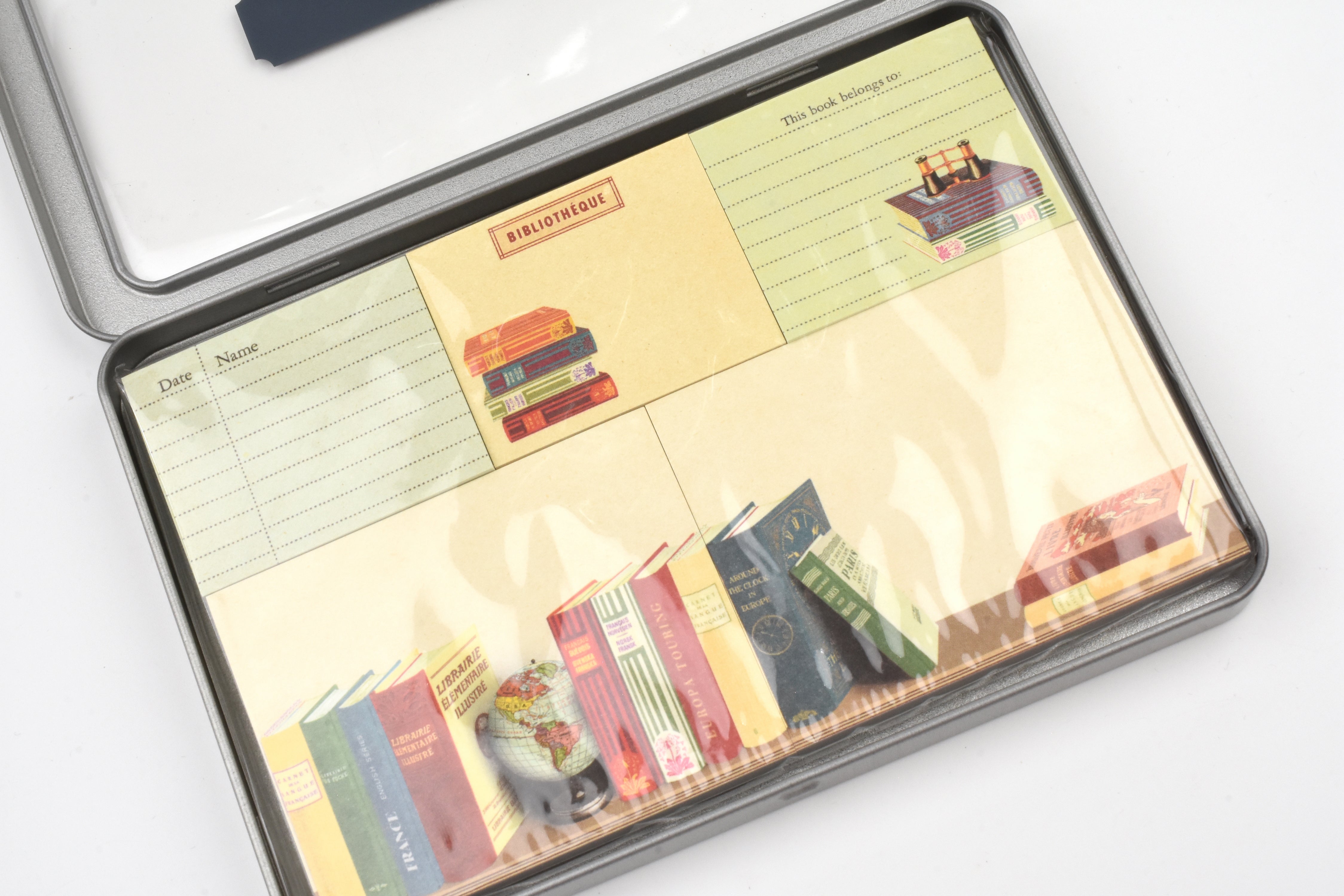 Cavallini - Sticky Notes Tin Set - Library Books