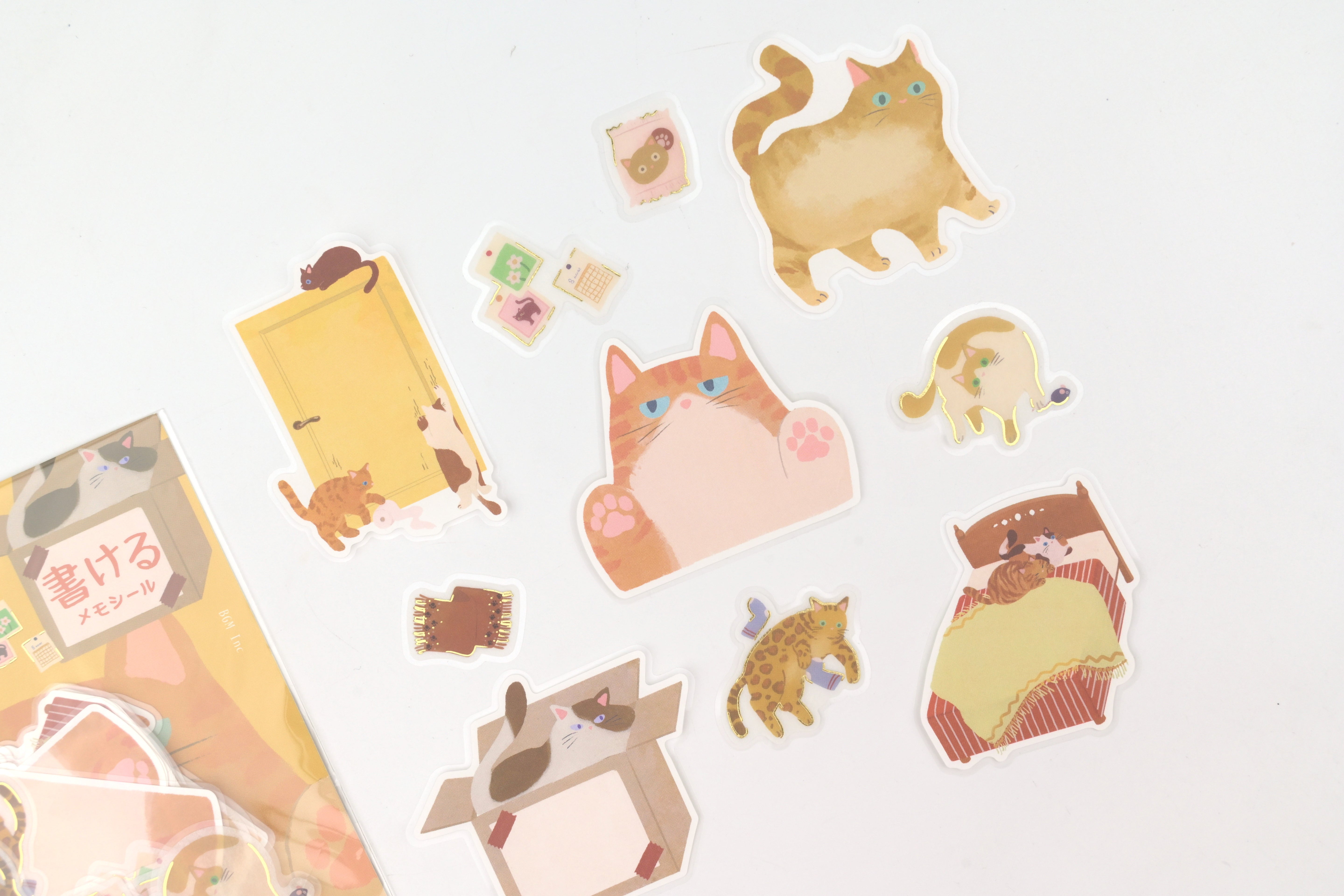 BGM Flake Sticker - Memo - Cat Diary - Yellow