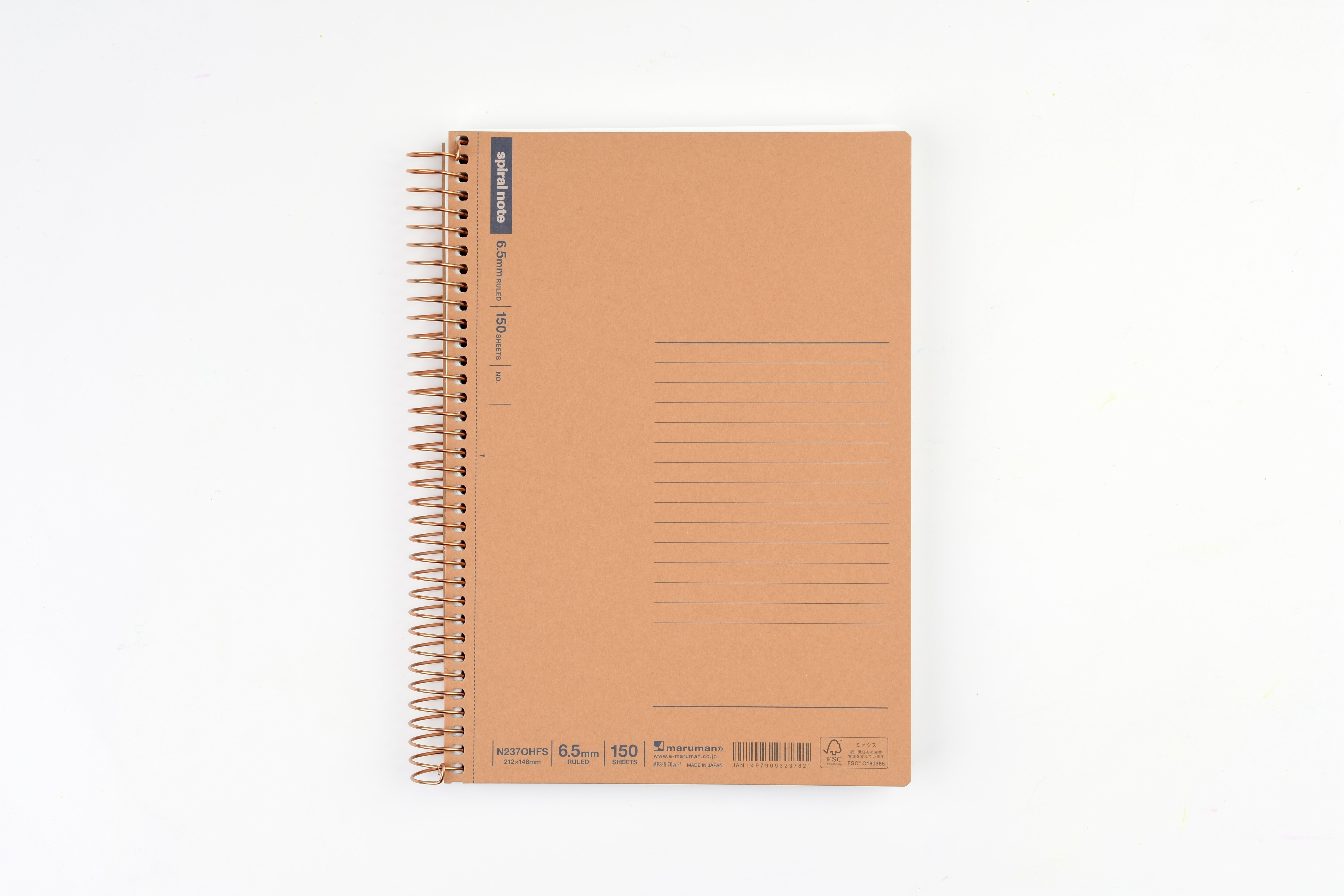 Maruman Basic Spiral Ring Notebook - A5 - Ruled  - 150 Sheets