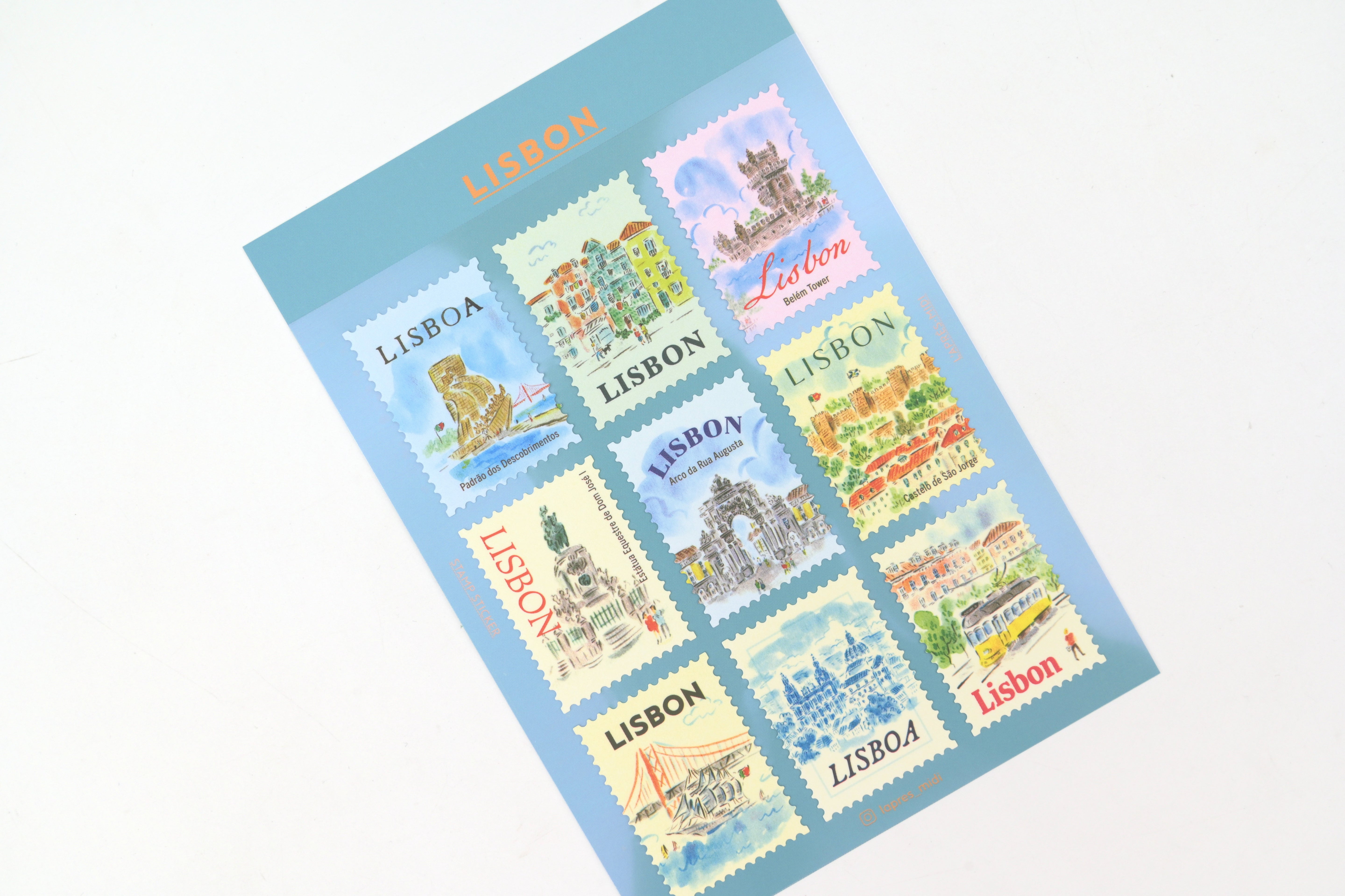 L'après-midi Postage Stamp Sticker - Lisbon