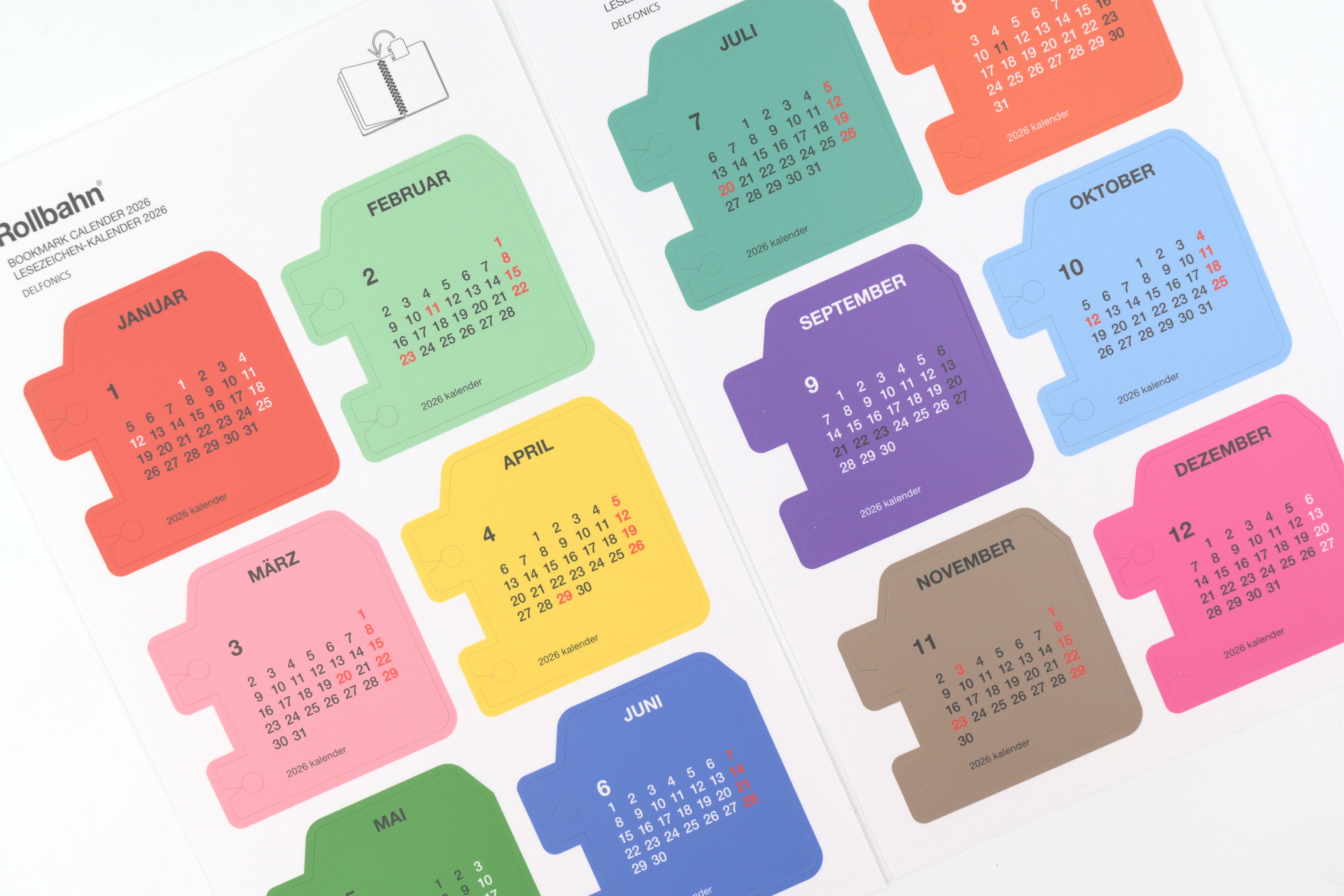 Delfonics Rollbahn Bookmark Calendar Set - 2026