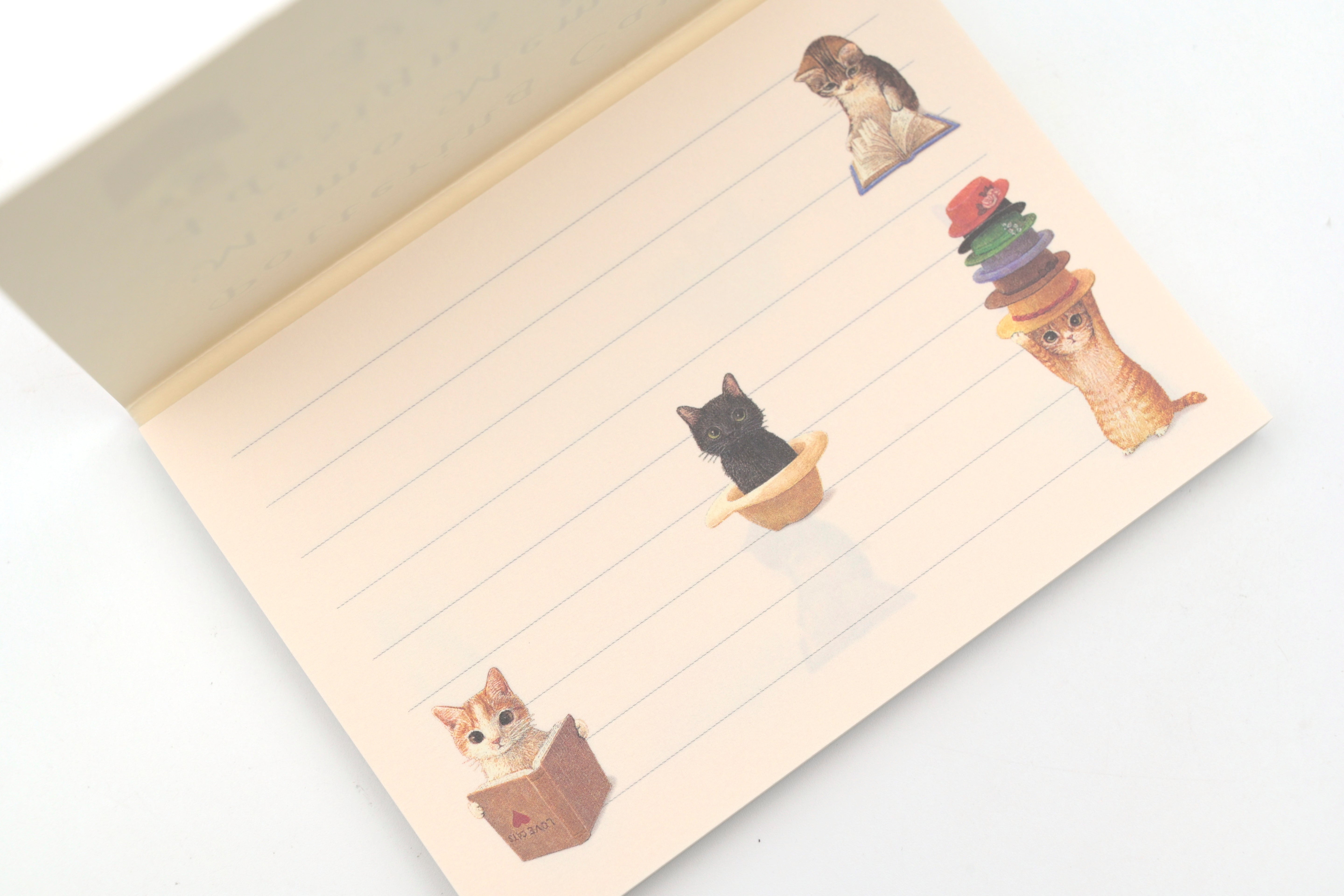 Pottering Cat Memo Pad - Hat and Reading