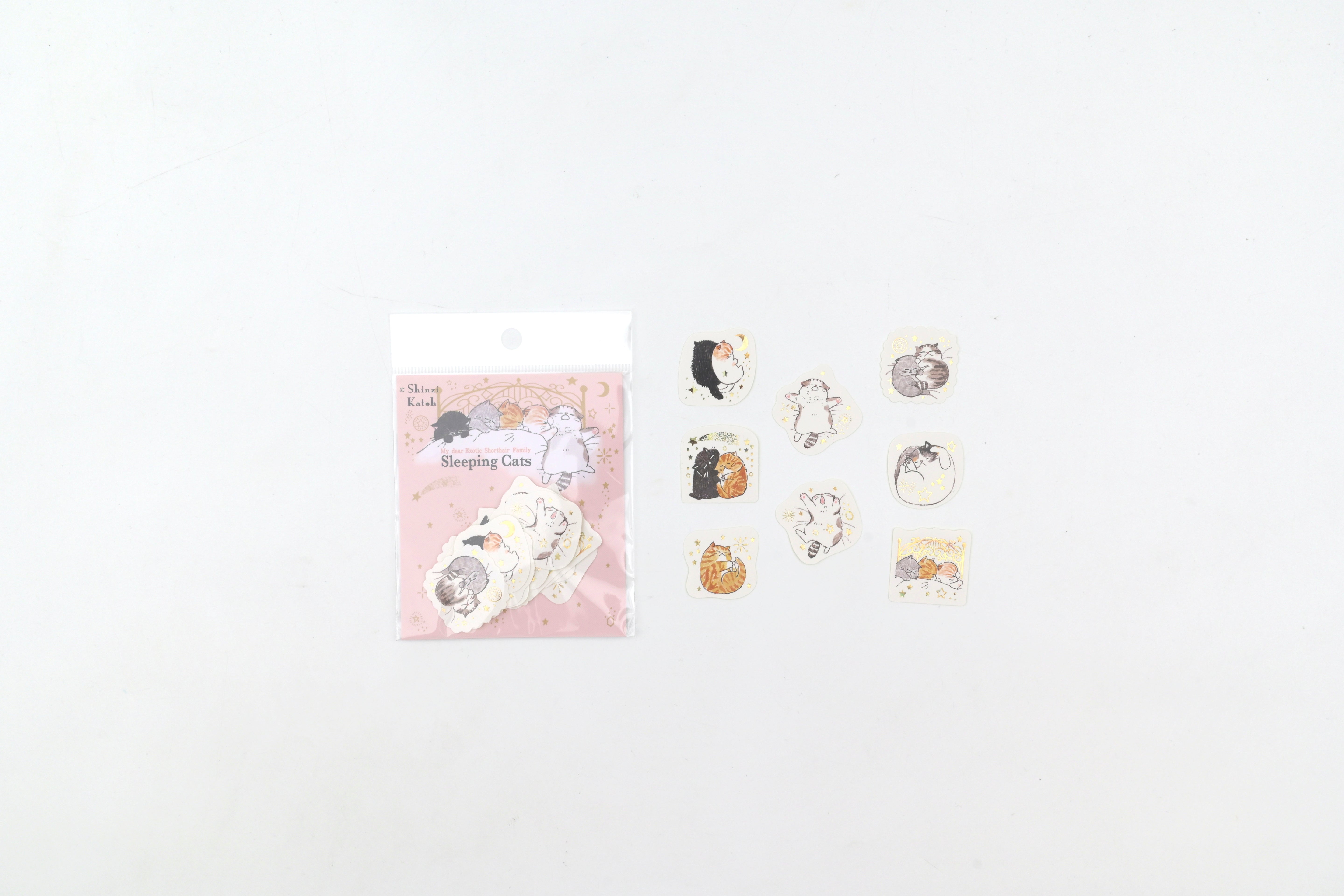 SEAL-DO Gold-Foil Flake Sticker - Sleeping Cats