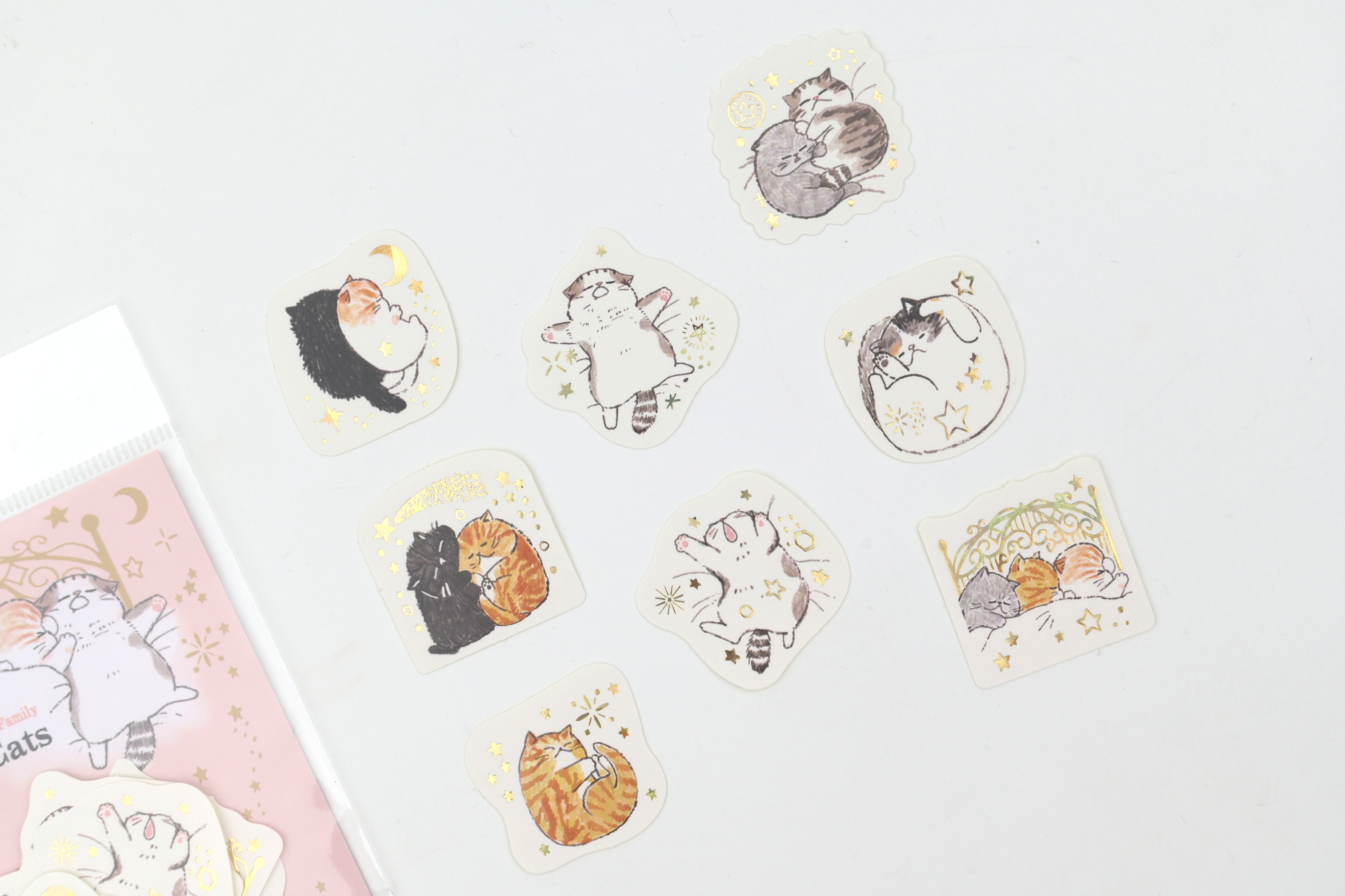 SEAL-DO Gold-Foil Flake Sticker - Sleeping Cats