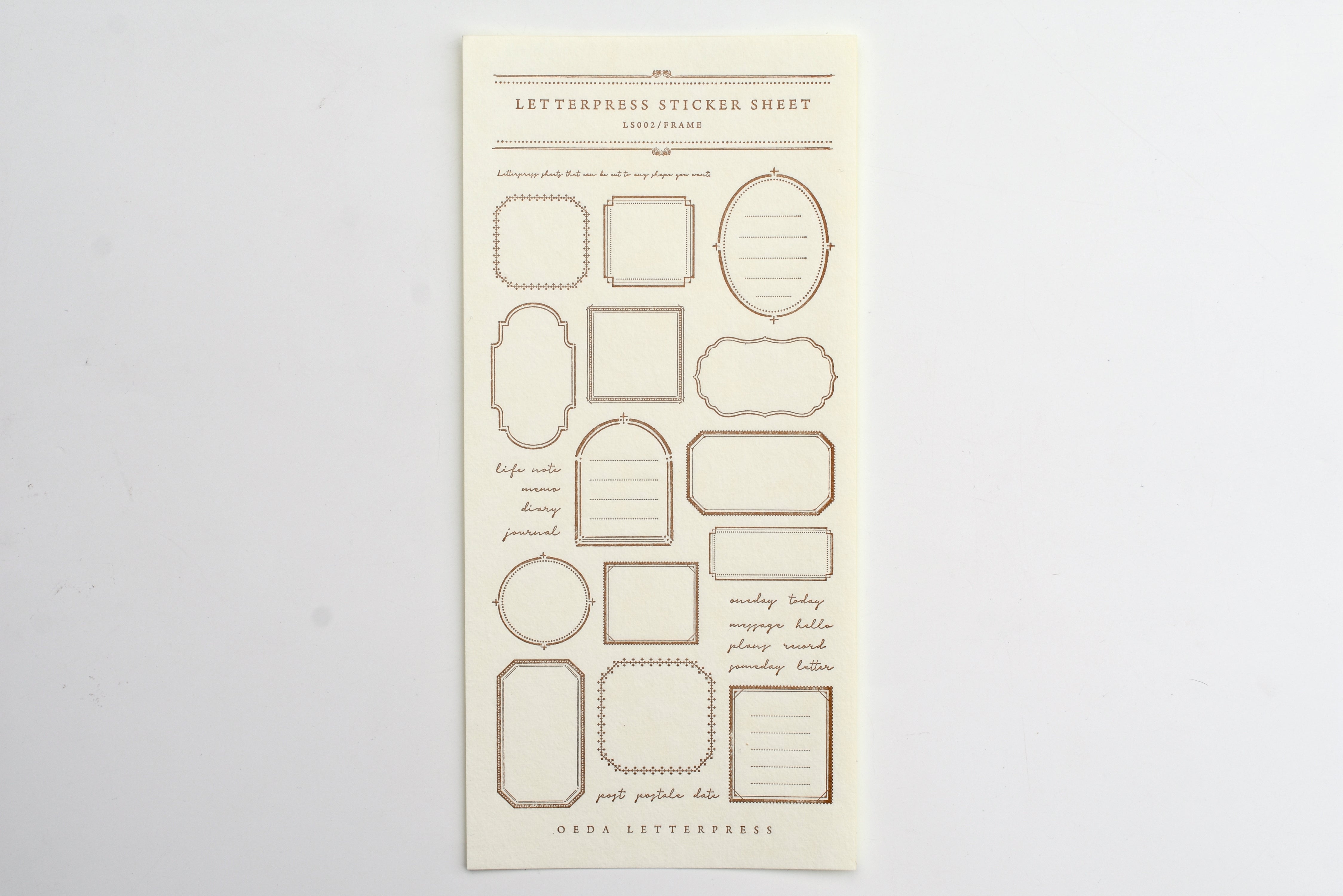 Oeda Letterpress - Sticker Sheet - Frame