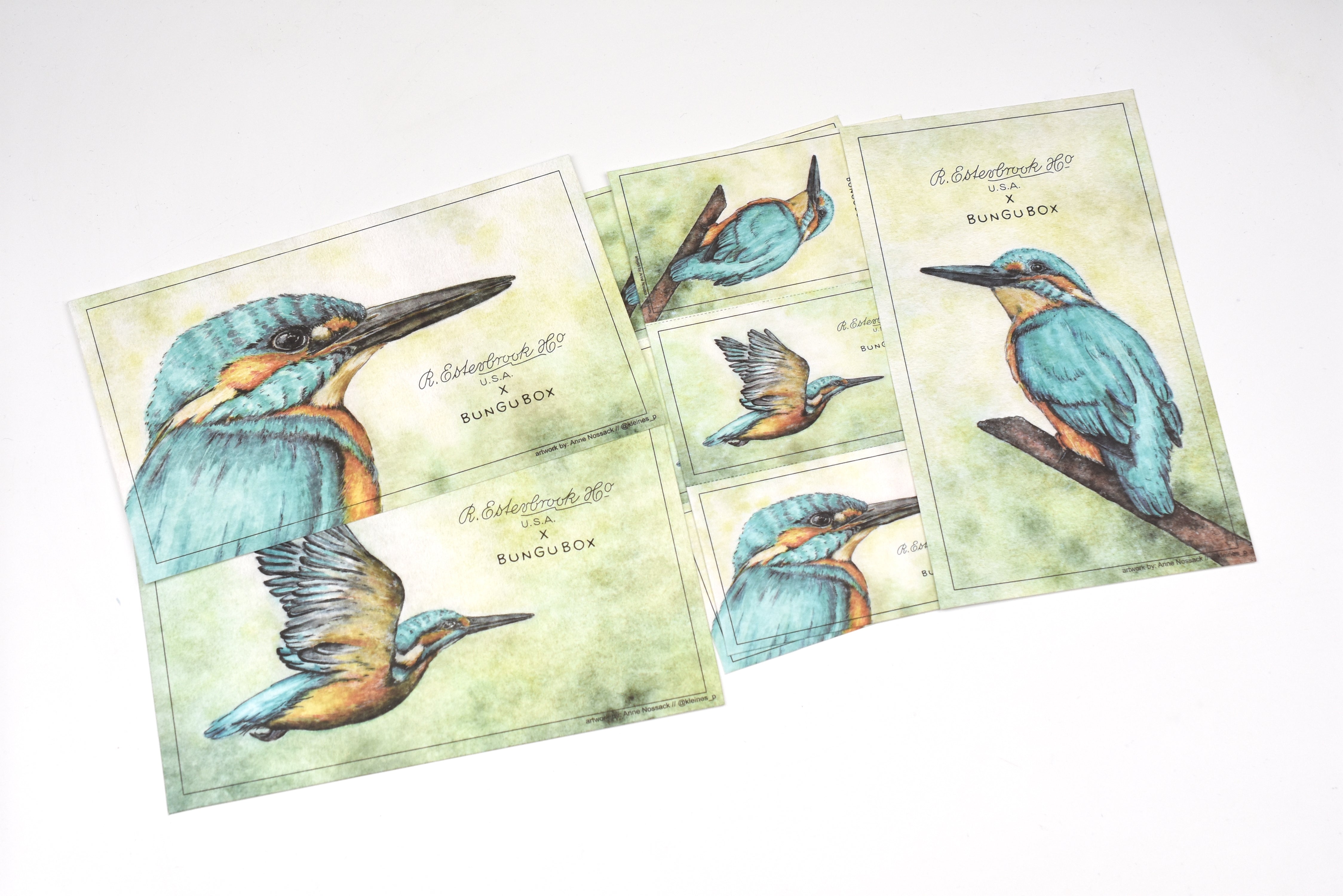 Esterbrook x BUNGUBOX Blotter Paper - Kachofugetsu Collection - Kingfisher - Limited Edition