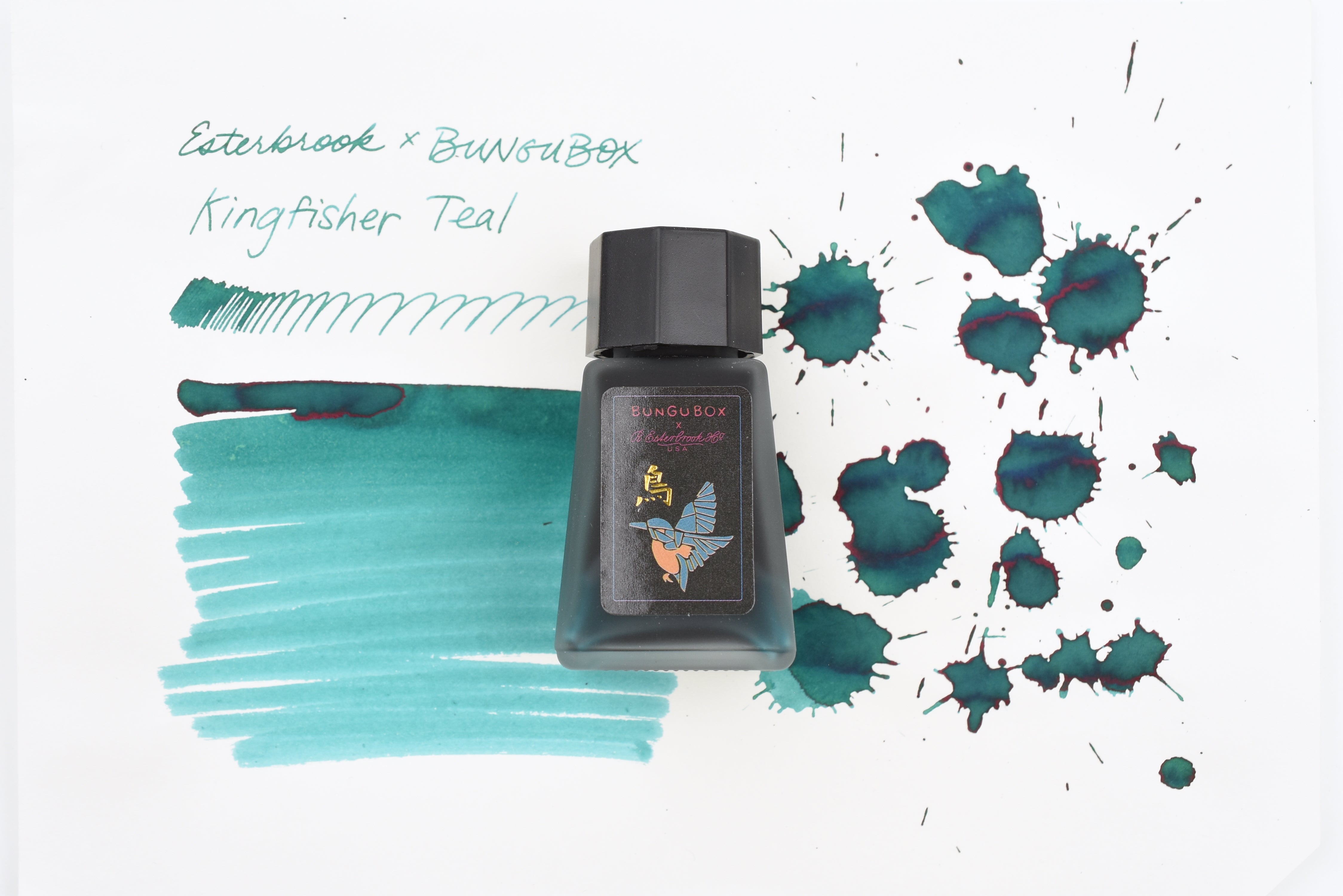 Esterbrook x BUNGUBOX Ink - Kachofugetsu Collection - Kingfisher Teal - 30mL Bottle - Limited Edition