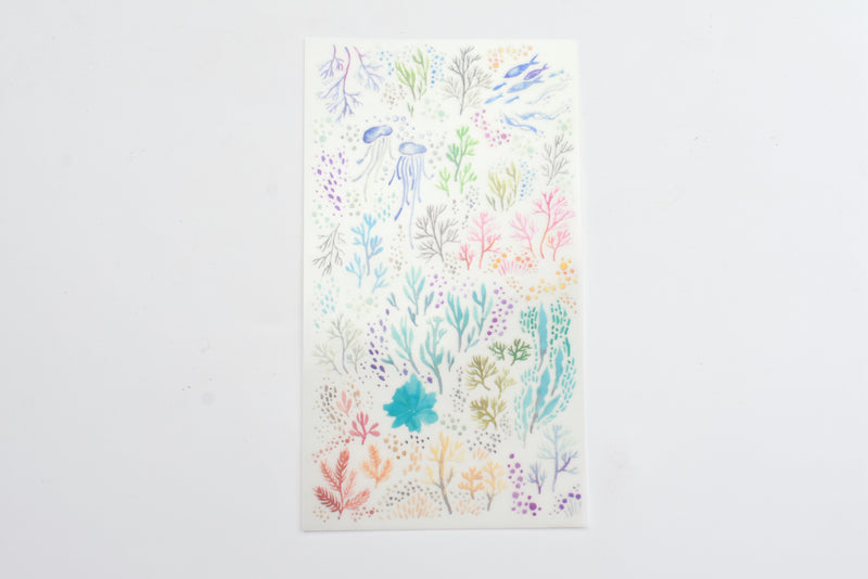 Midori Transfer Stickers for Journaling - Watercolors Sea Motifs