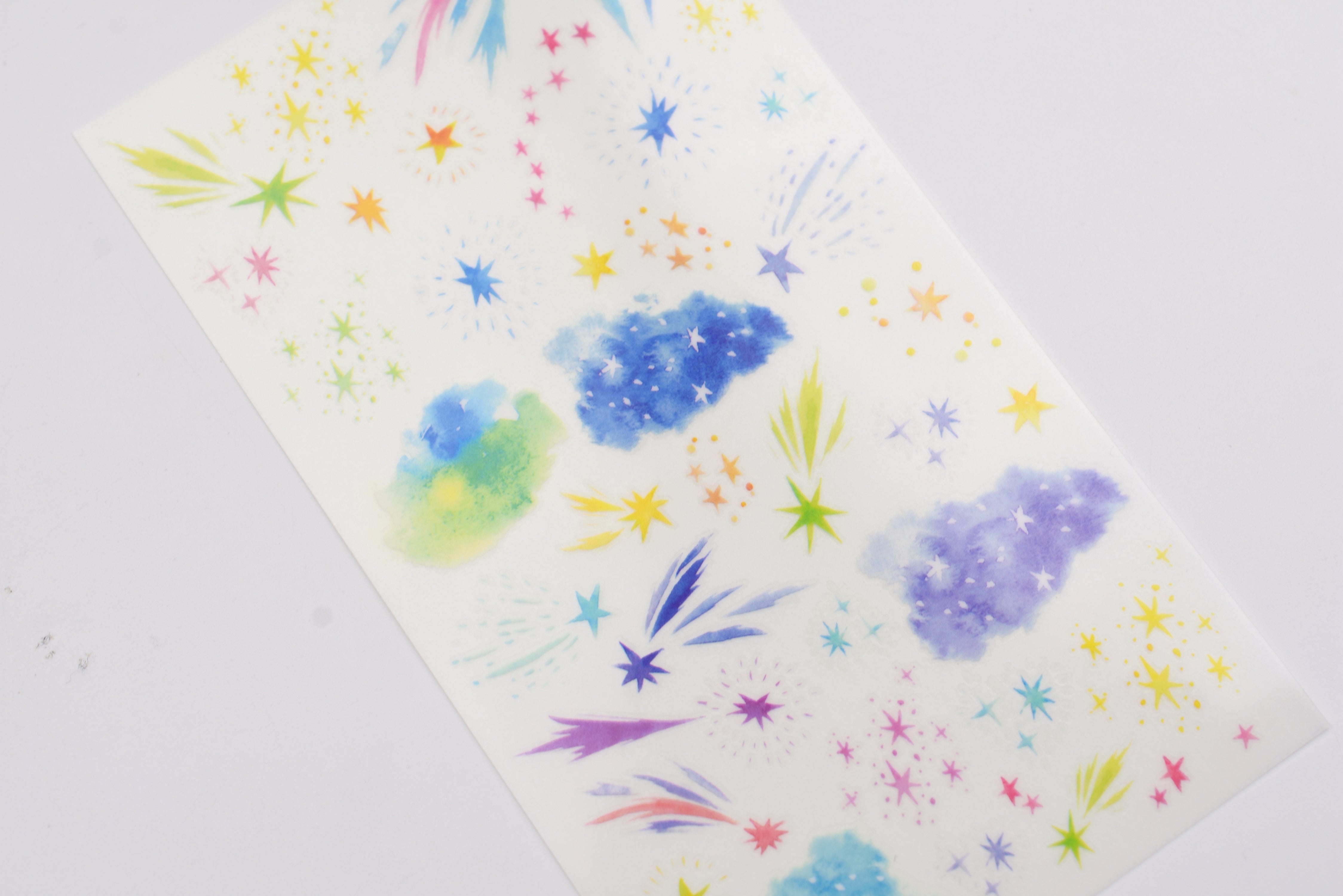 Midori Transfer Stickers for Journaling - Water Color Starry Sky Motifs