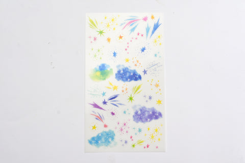 Midori Transfer Stickers for Journaling - Water Color Starry Sky Motifs