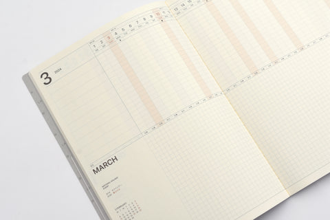 Laconic Diary 2024 Pre.12 - Gantt Chart Monthly - A5