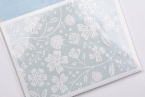 Midori Watermark Letter Set - Floral Pattern - Light Blue
