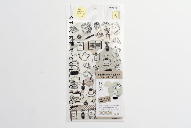 Midori 2 Sheets Planner Sticker - Monotone Cafe