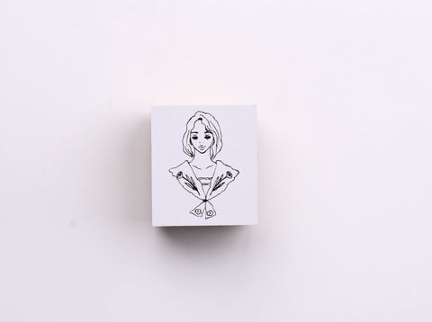 La Dolce Vita Rubber Stamp - Flower Scarf Girl