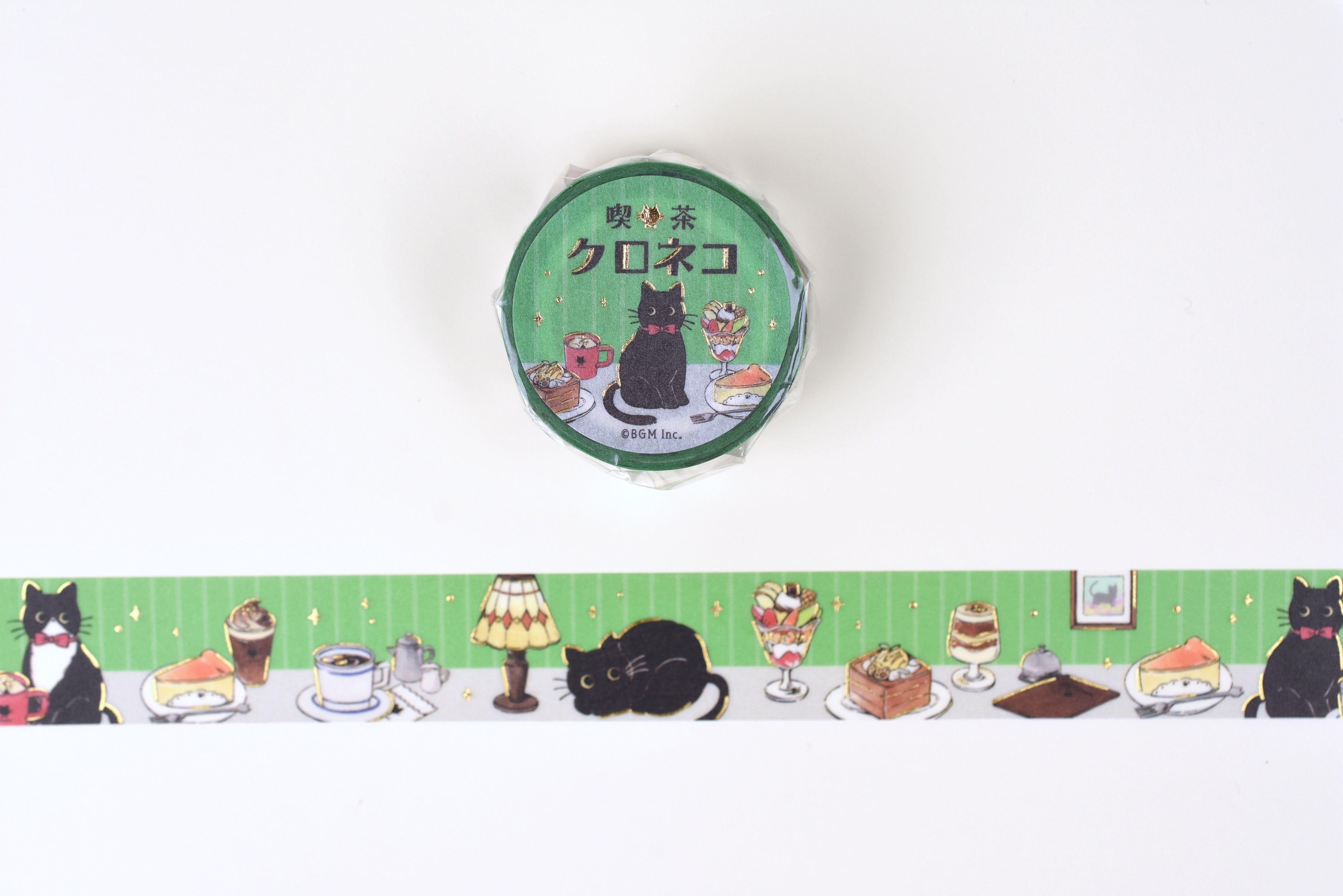 BGM Washi Tape - Foil Stamping - Cafe Black Cat - Cafe Table