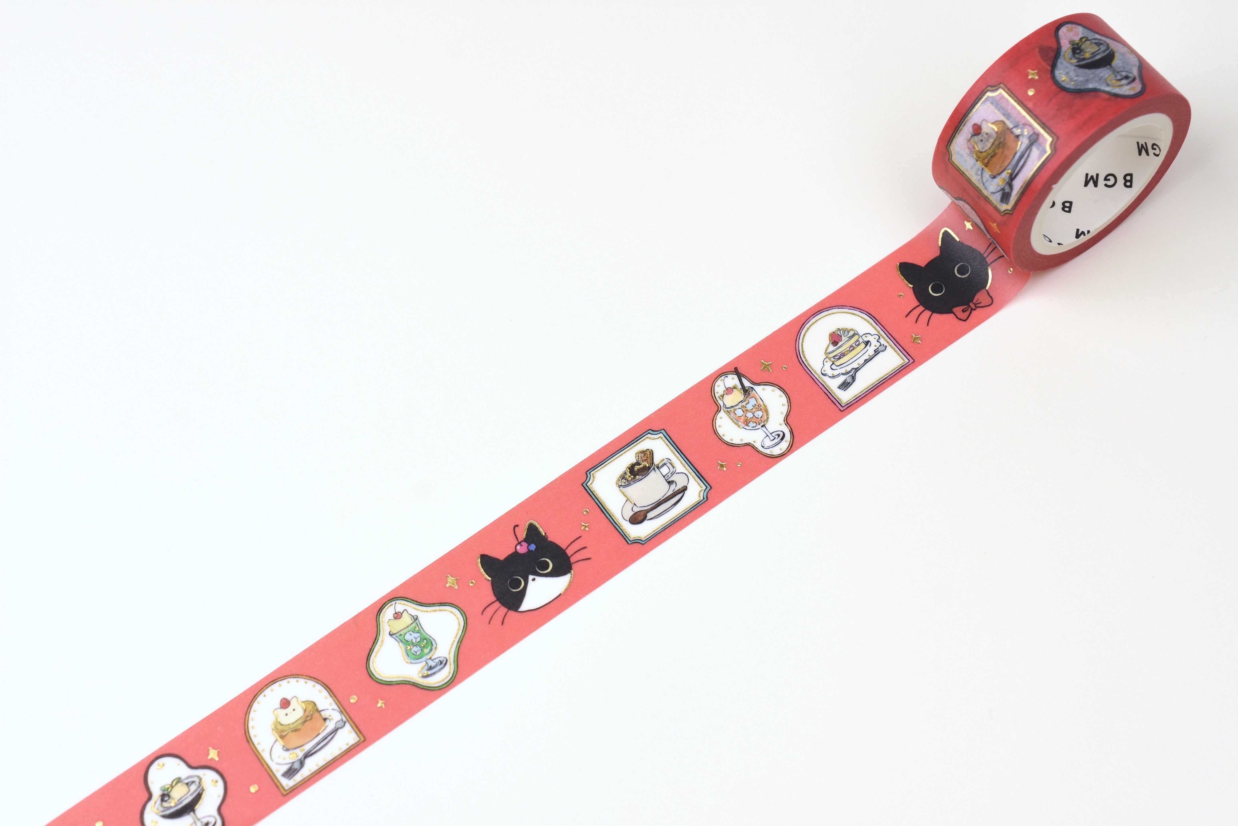 BGM Washi Tape - Foil Stamping - Cafe Black Cat - Cafe Frame