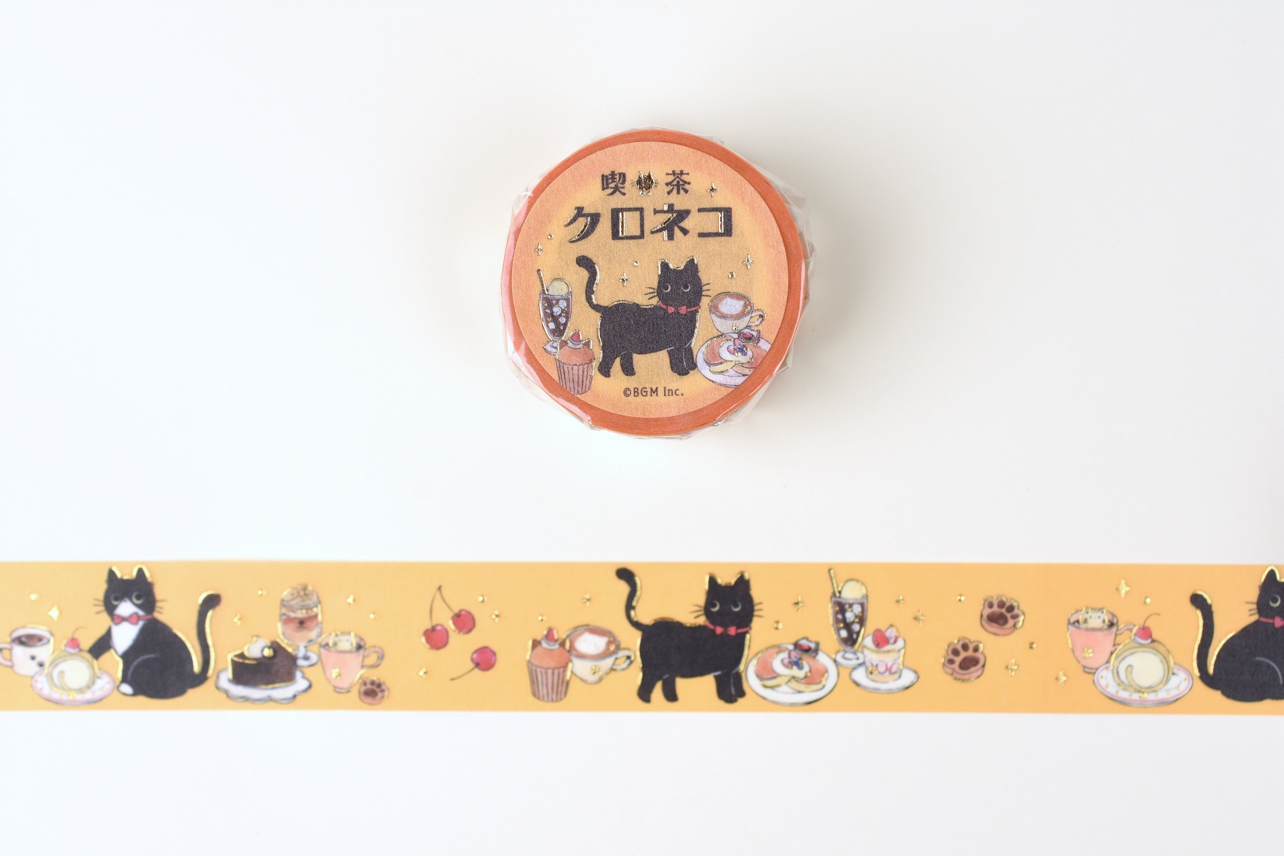 BGM Washi Tape - Foil Stamping - Cafe Black Cat - Sweets Time