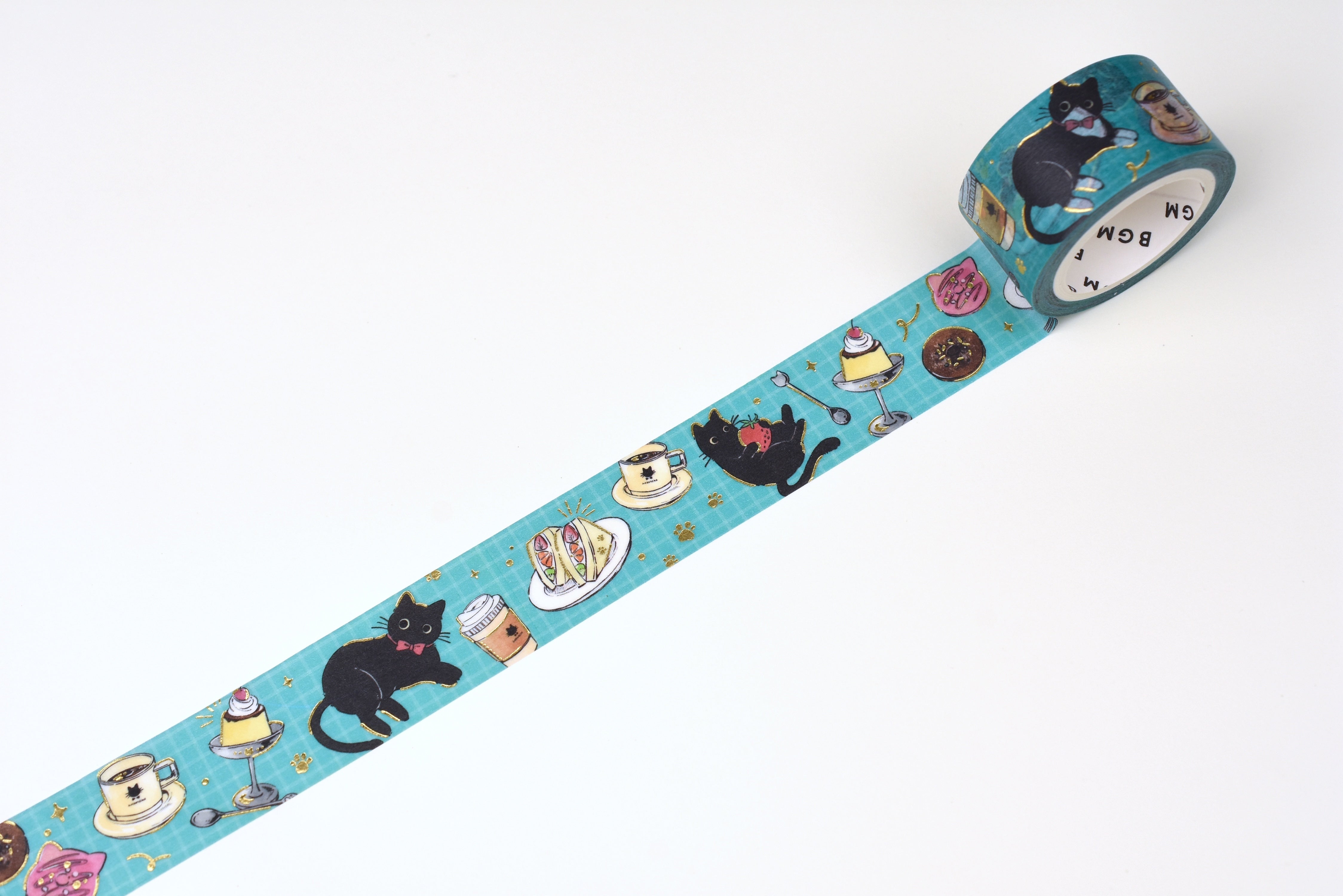 BGM Washi Tape - Foil Stamping - Cafe Black Cat - Cafe Walk