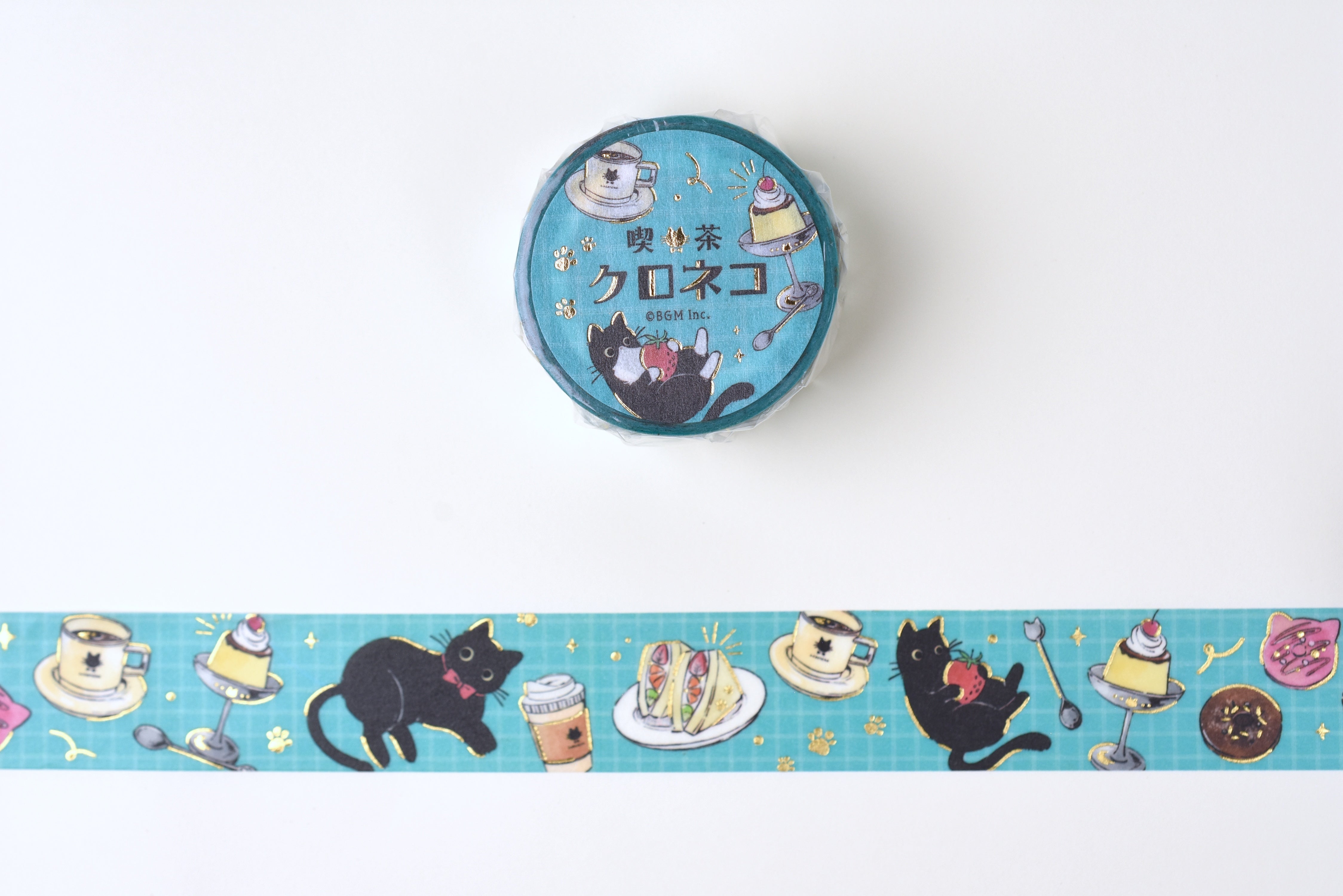 BGM Washi Tape - Foil Stamping - Cafe Black Cat - Cafe Walk