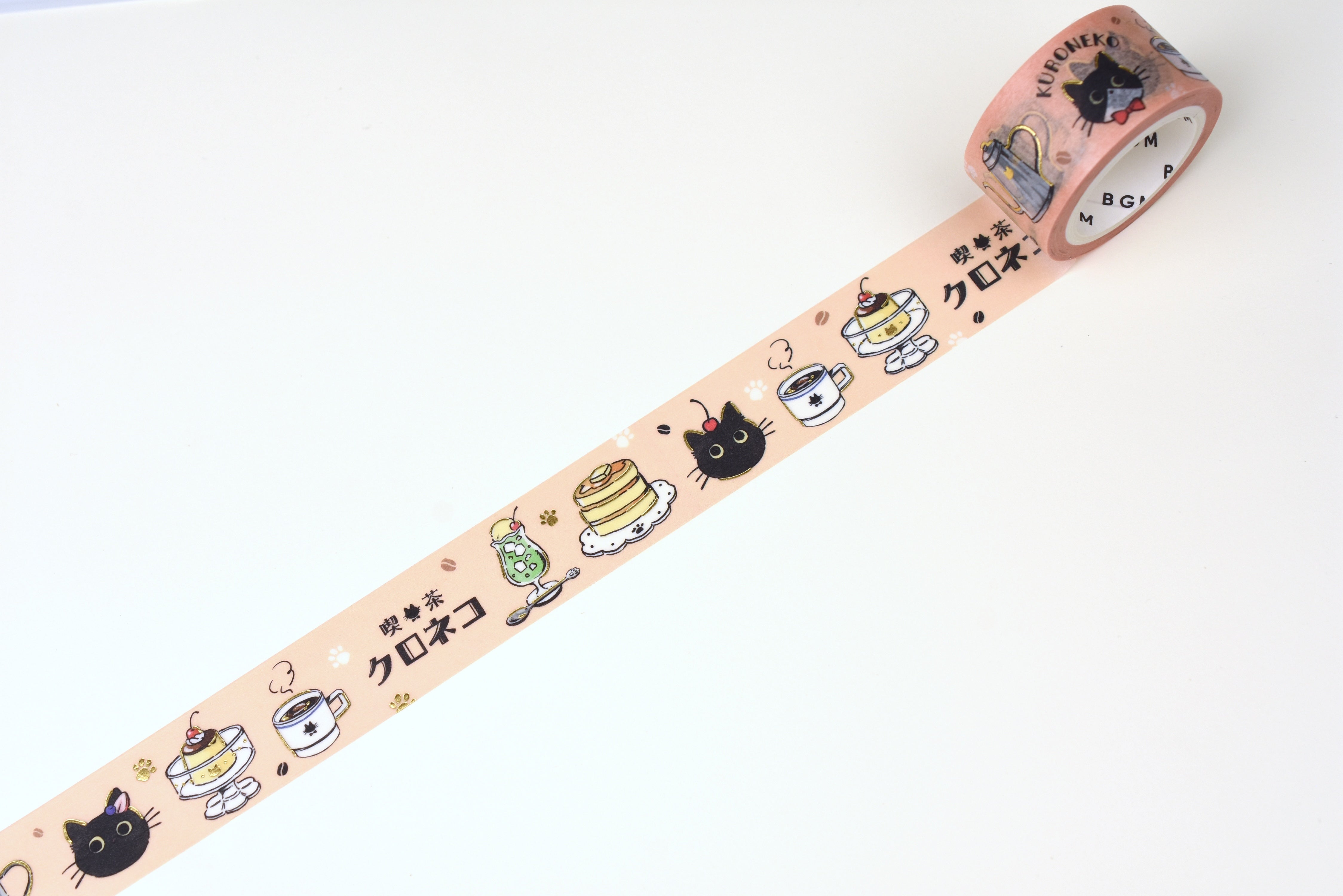 BGM Washi Tape - Foil Stamping - Cafe Black Cat - Welcome