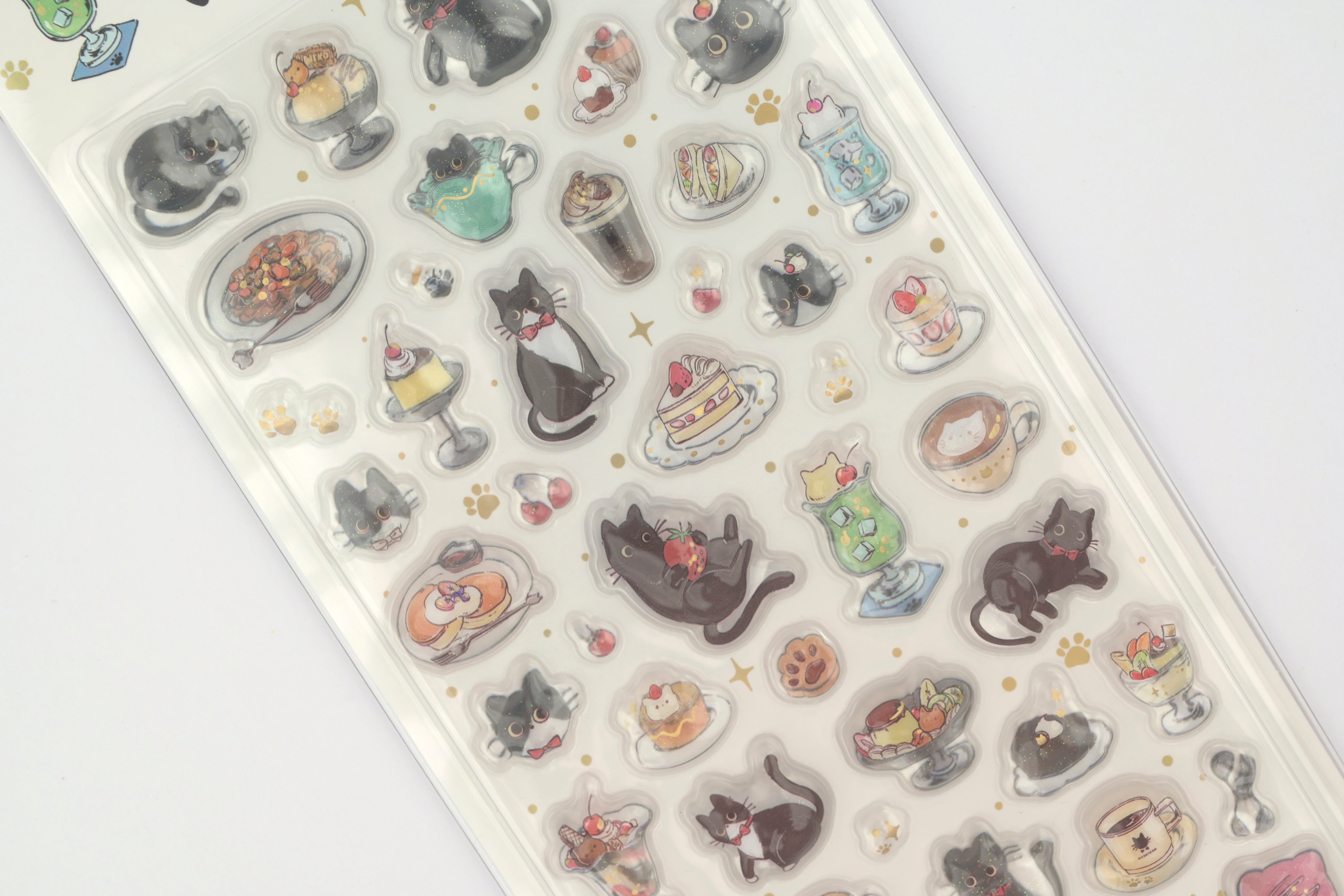 BGM 3D Sticker Sheet - Kyururun - Black Cat Cafe