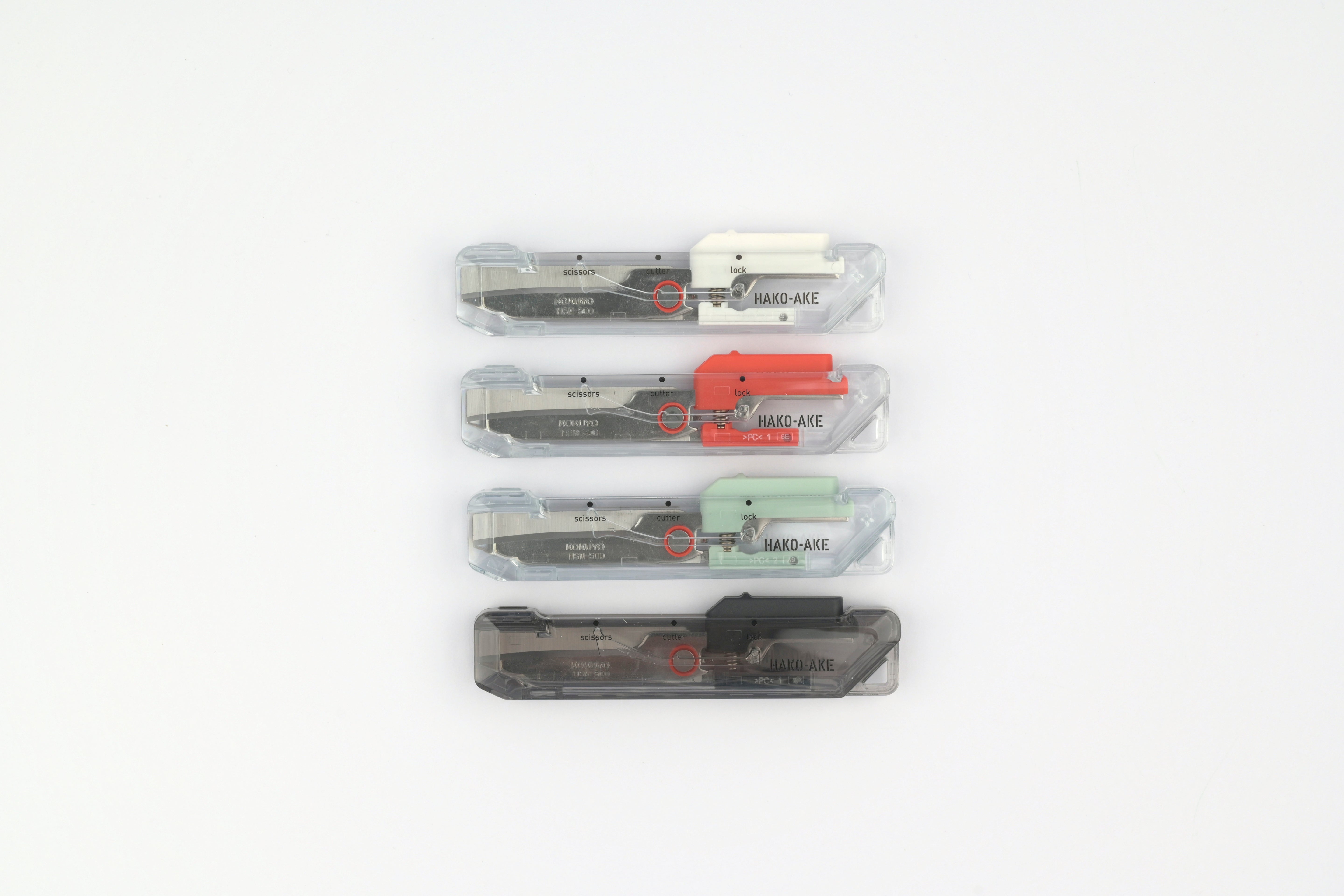 Kokuyo Hako-Ake 2 Way Portable Scissors - Transparent Mechanism