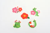 Furukawa Paper New Year Postcard Deco Flake Sticker - Flower Dragon
