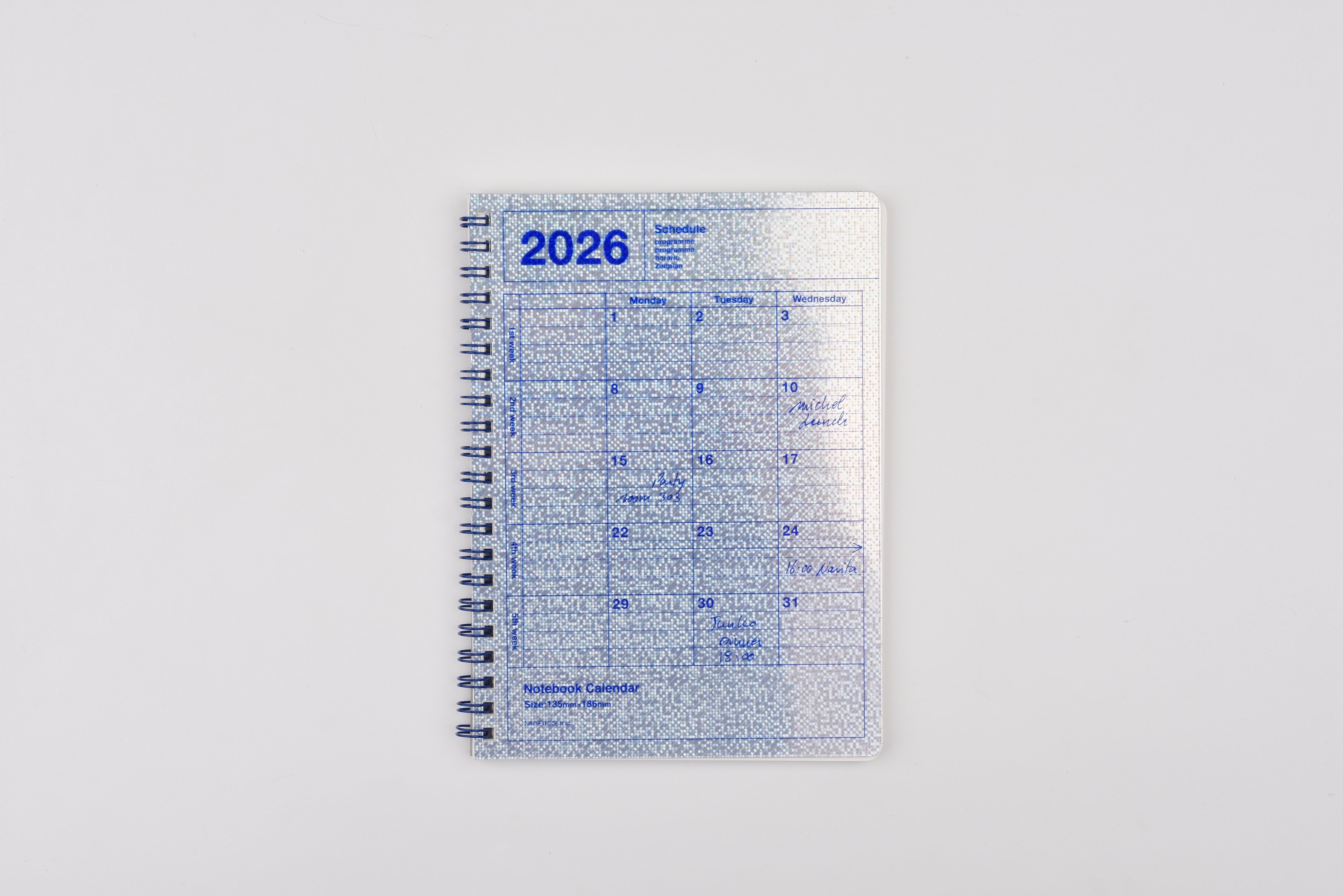 Mark's 2026 Notebook Calendar - Vertical - Monthly Block - B6