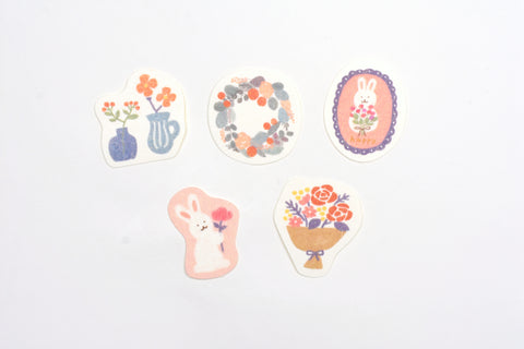 Furukawa Paper Flake Stickers - Flower and Rabbit