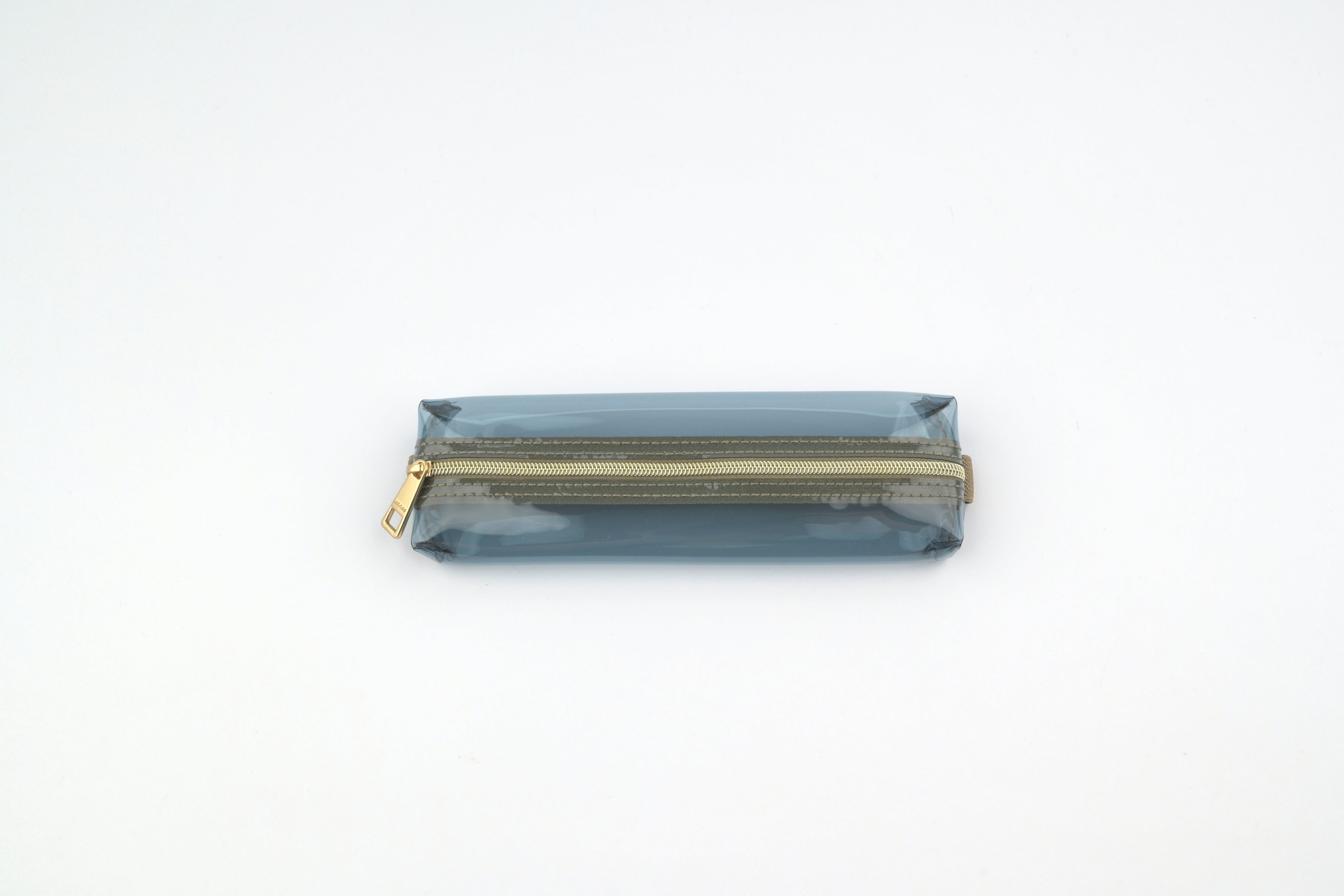 Midori Book Band Pen Case - Transparent Navy x Khaki