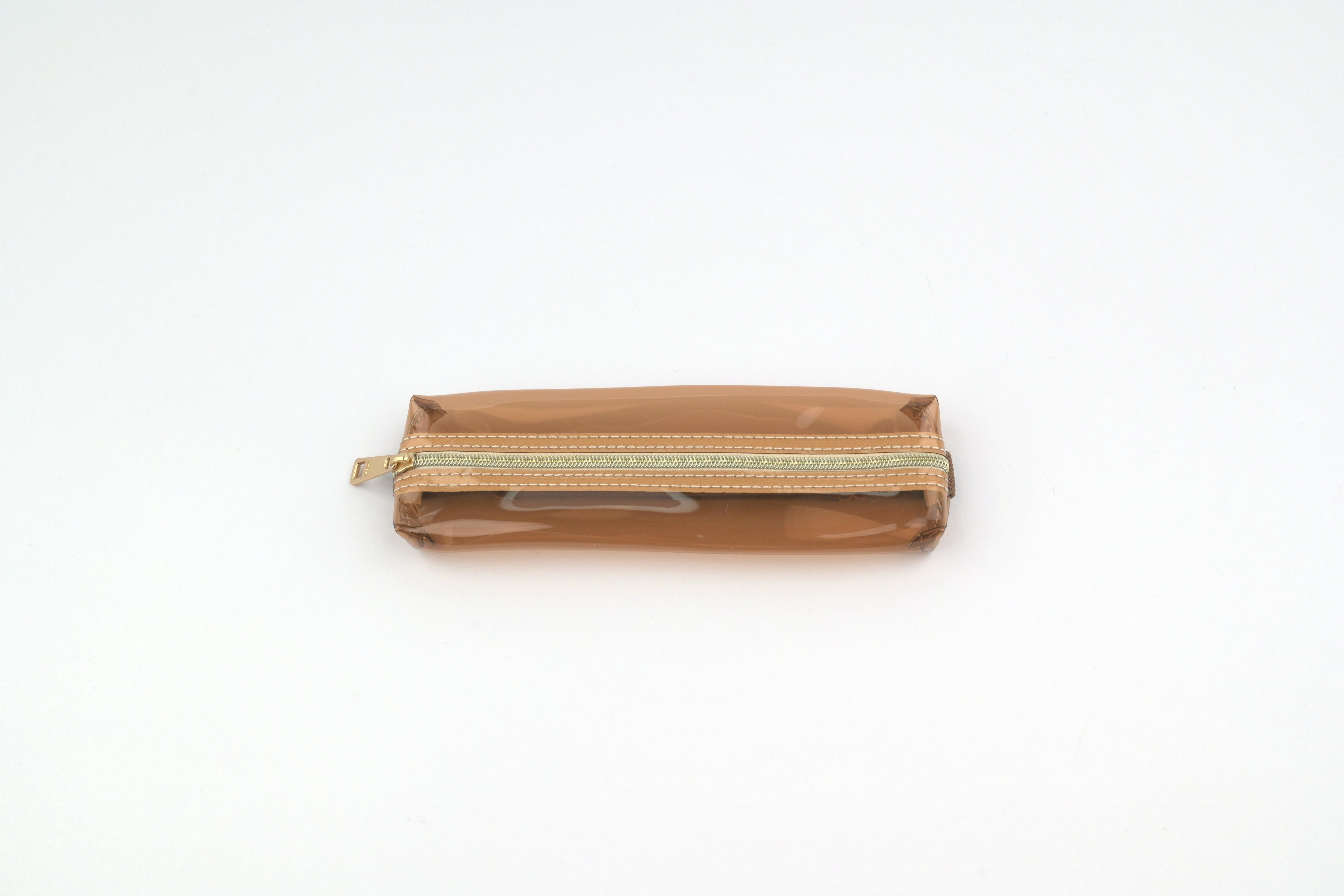Midori Book Band Pen Case - Transparent Brown x Brown