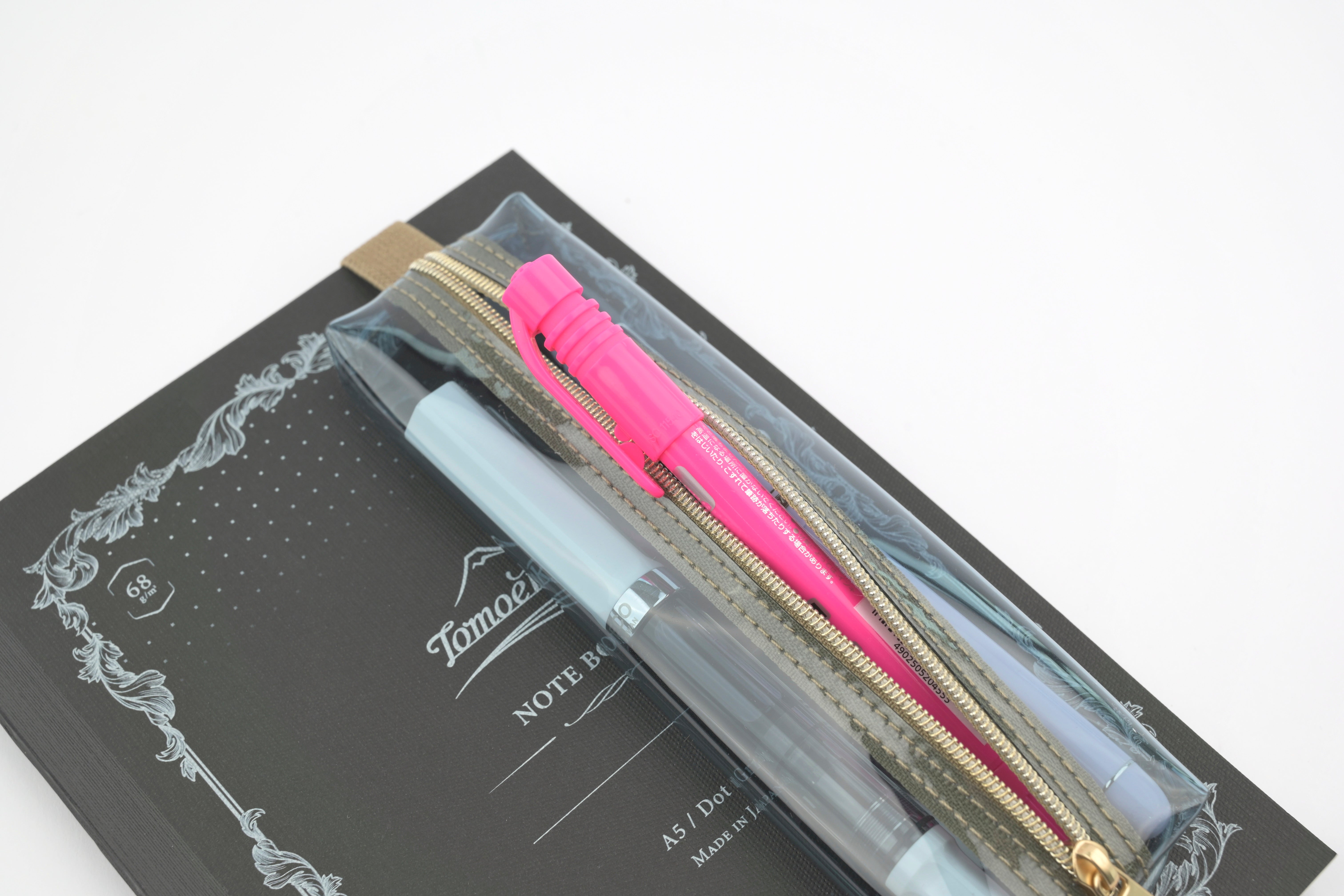 Midori Book Band Pen Case - Transparent x Beige – Yoseka Stationery