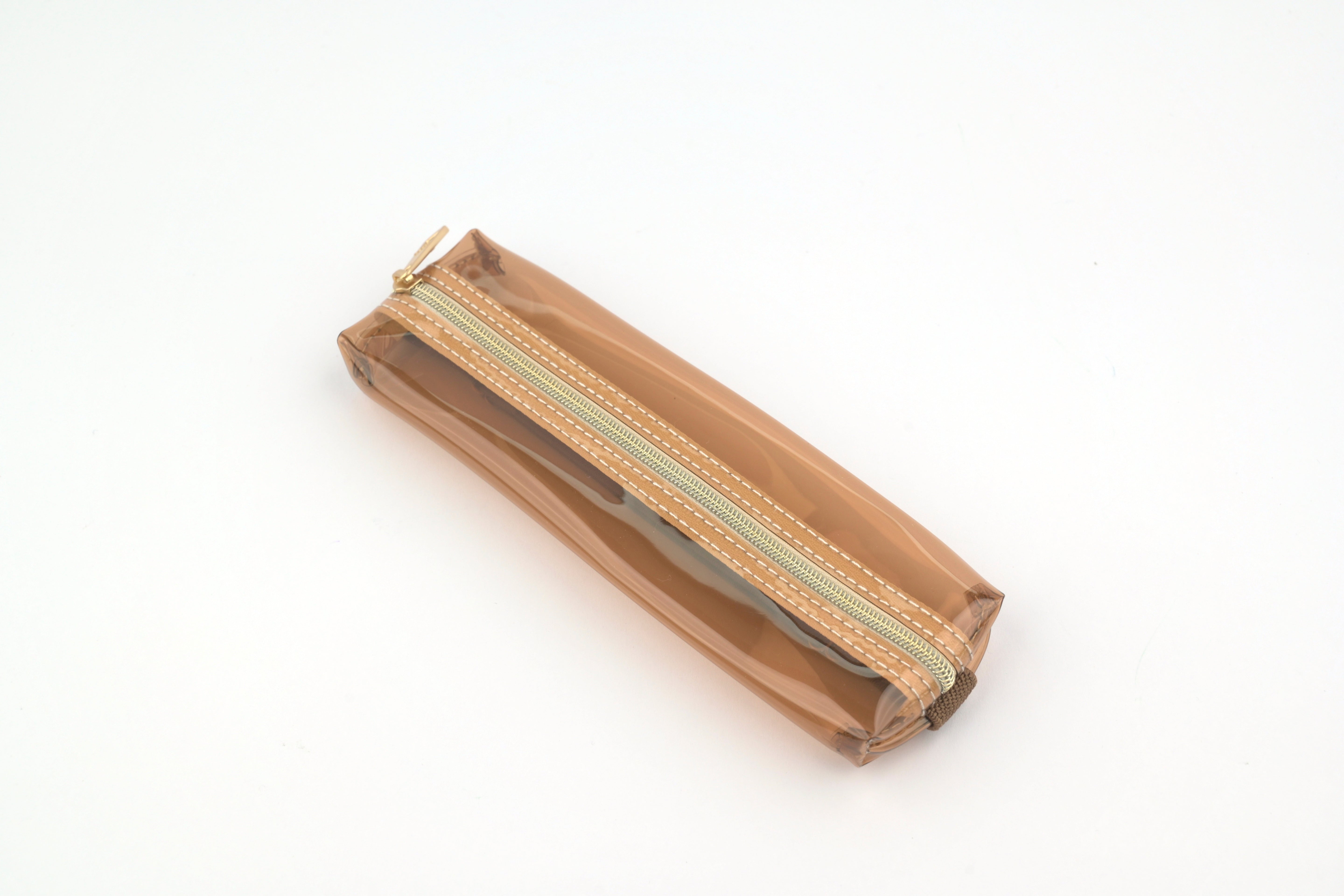 Midori Book Band Pen Case - Transparent Brown x Brown