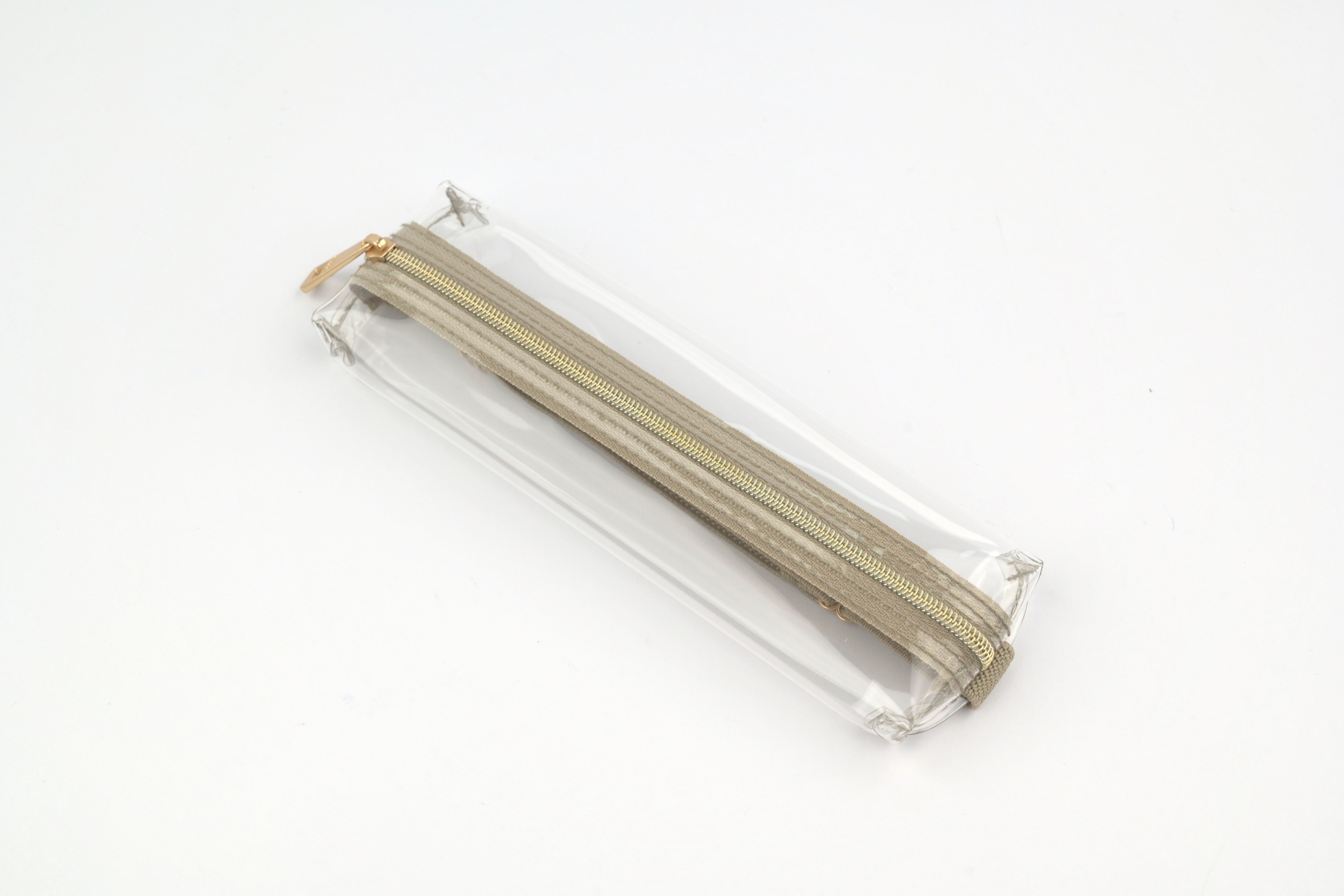 Midori Book Band Pen Case - Transparent x Beige
