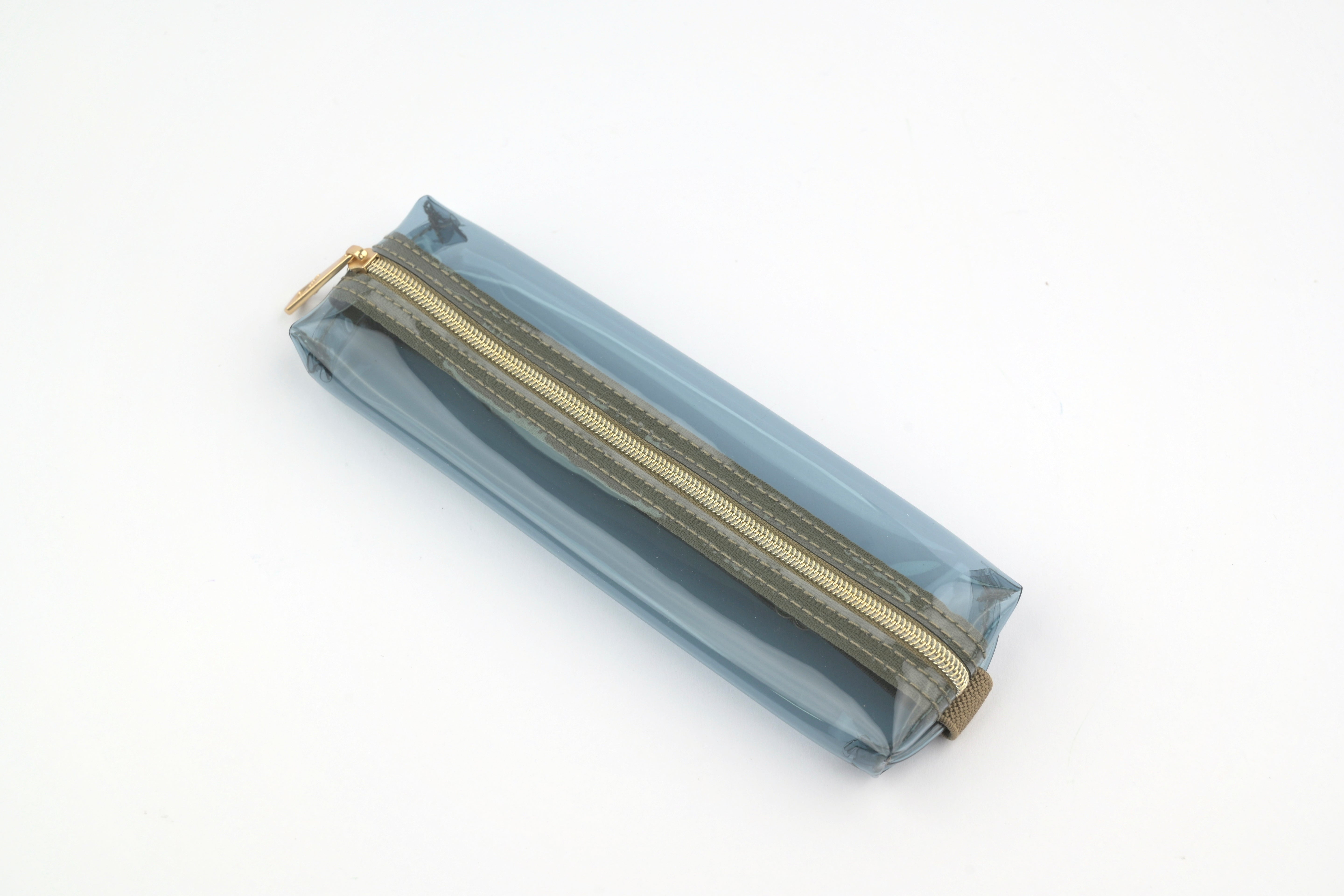 Midori Book Band Pen Case - Transparent Navy x Khaki