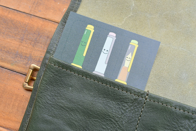 The Superior Labor Leather Roll Pen Case - Yoseka Green – Yoseka Stationery