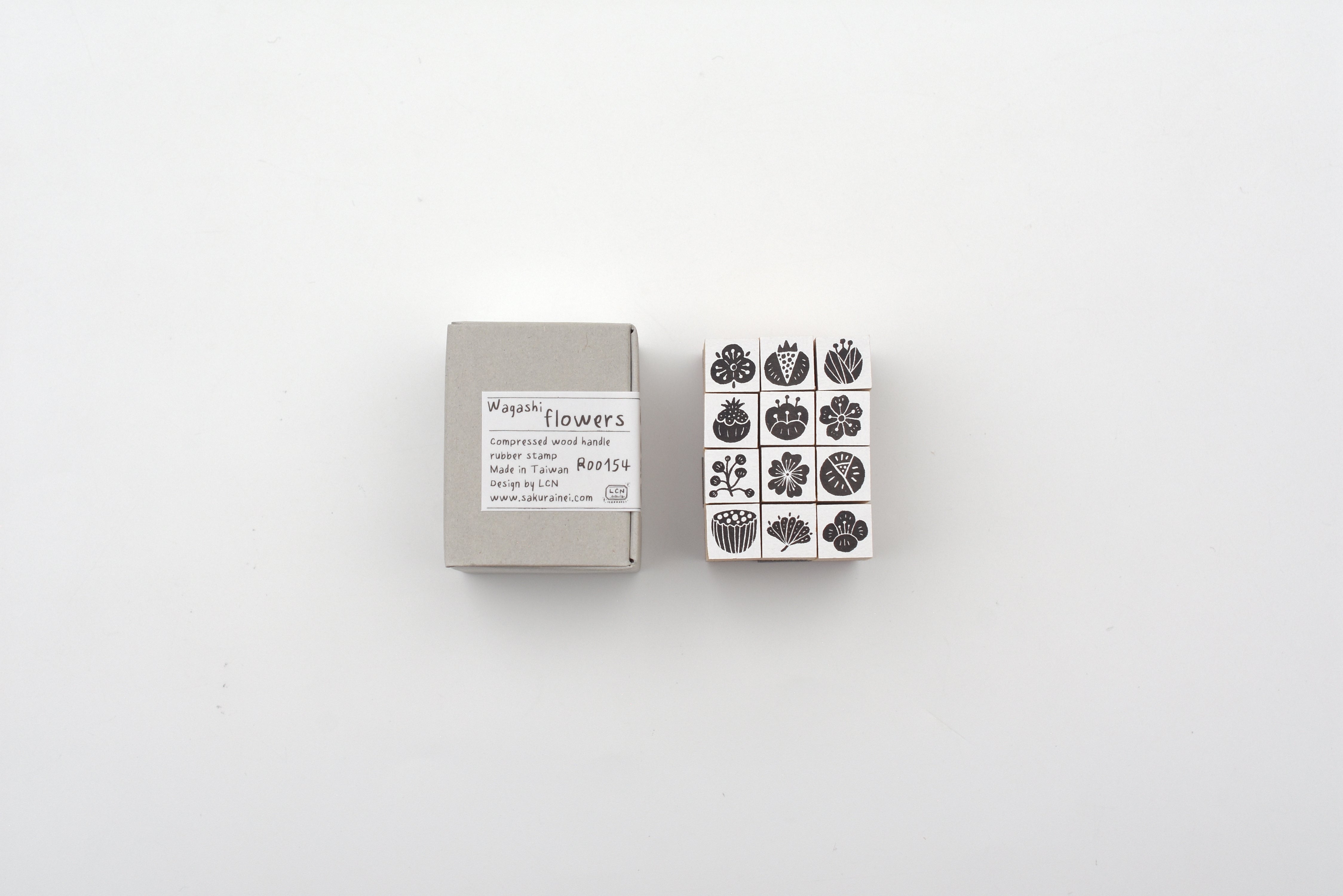 LCN Wooden Rubber Stamp Set - Wagashi Flowers