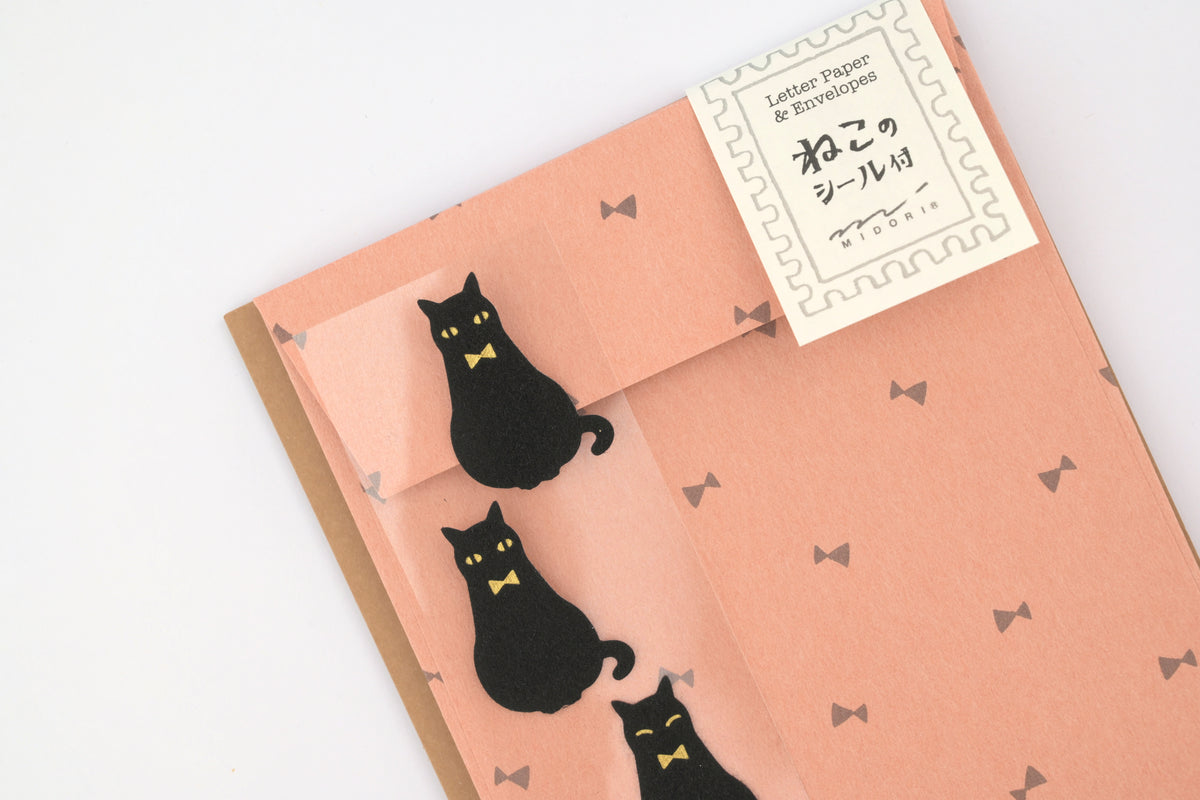 Midori Mini Letter Set with Black Cat Stickers