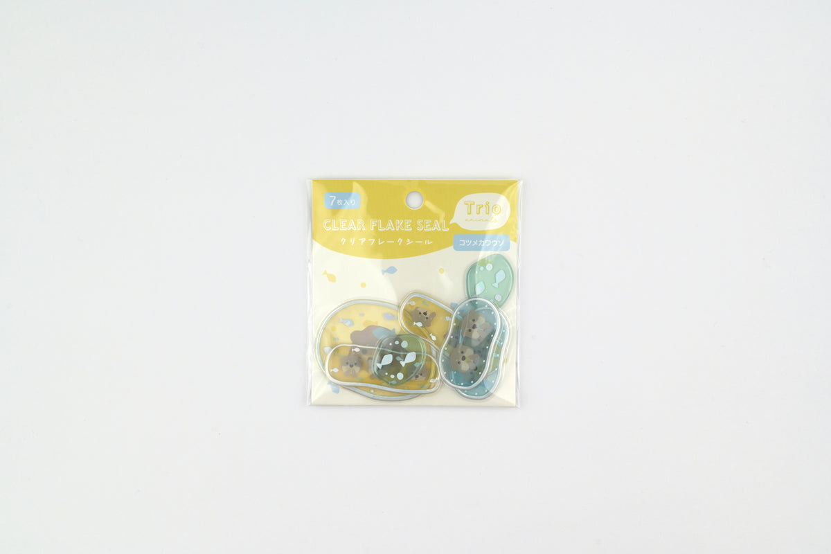 LABCLIP Clear Flake Stickers - Trio Animals - Small-clawed Otter