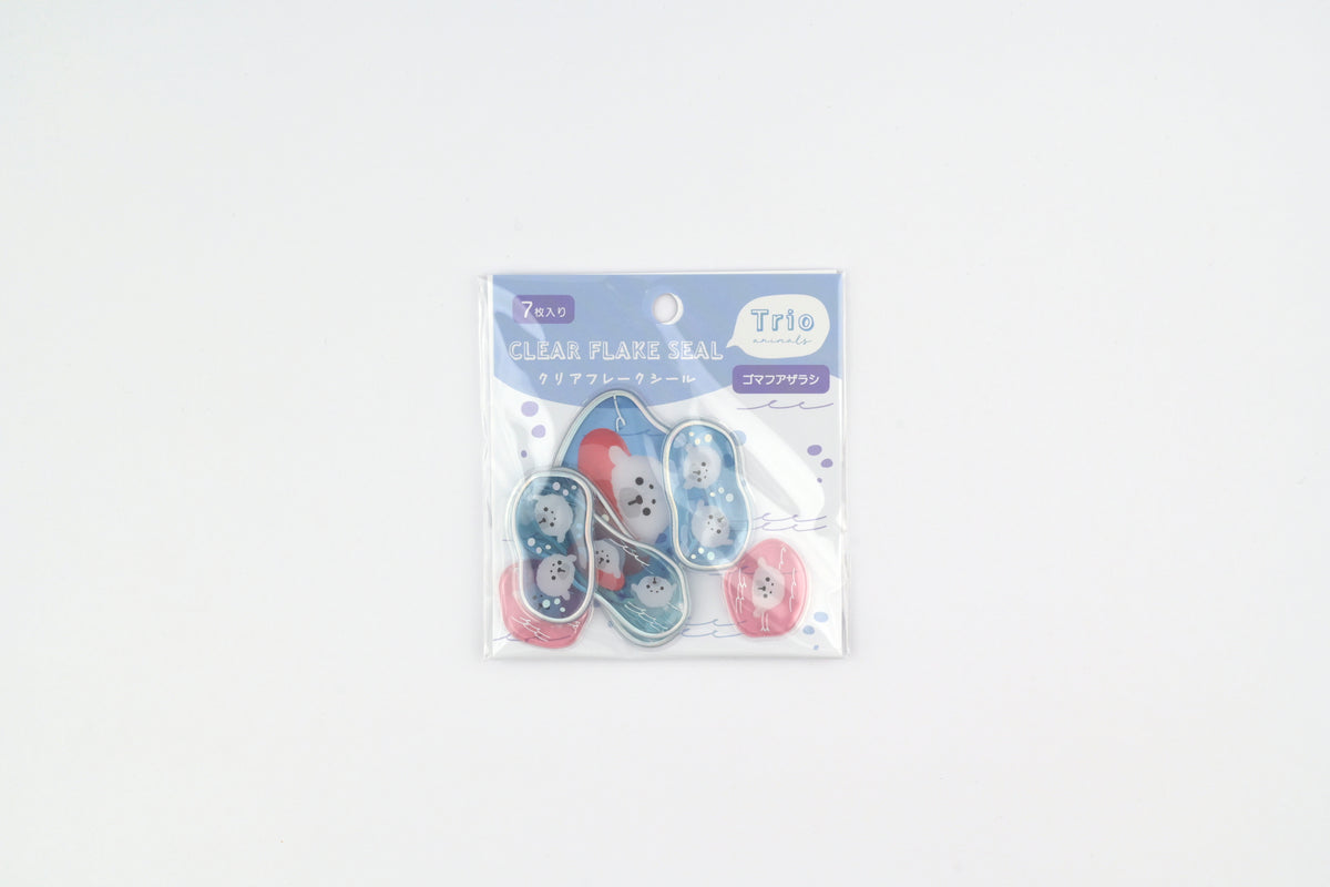 LABCLIP Clear Flake Stickers - Trio Animals - Spotted Seal